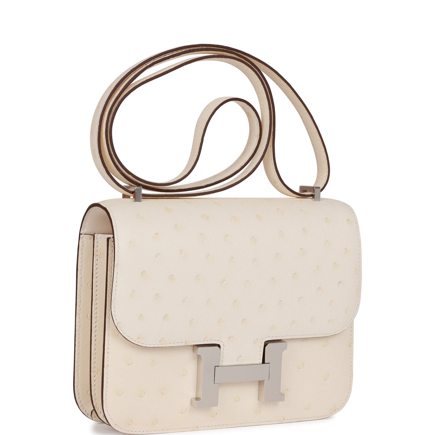 Luxury Hermes Constance 18 Nata Ostrich Palladium Hardware