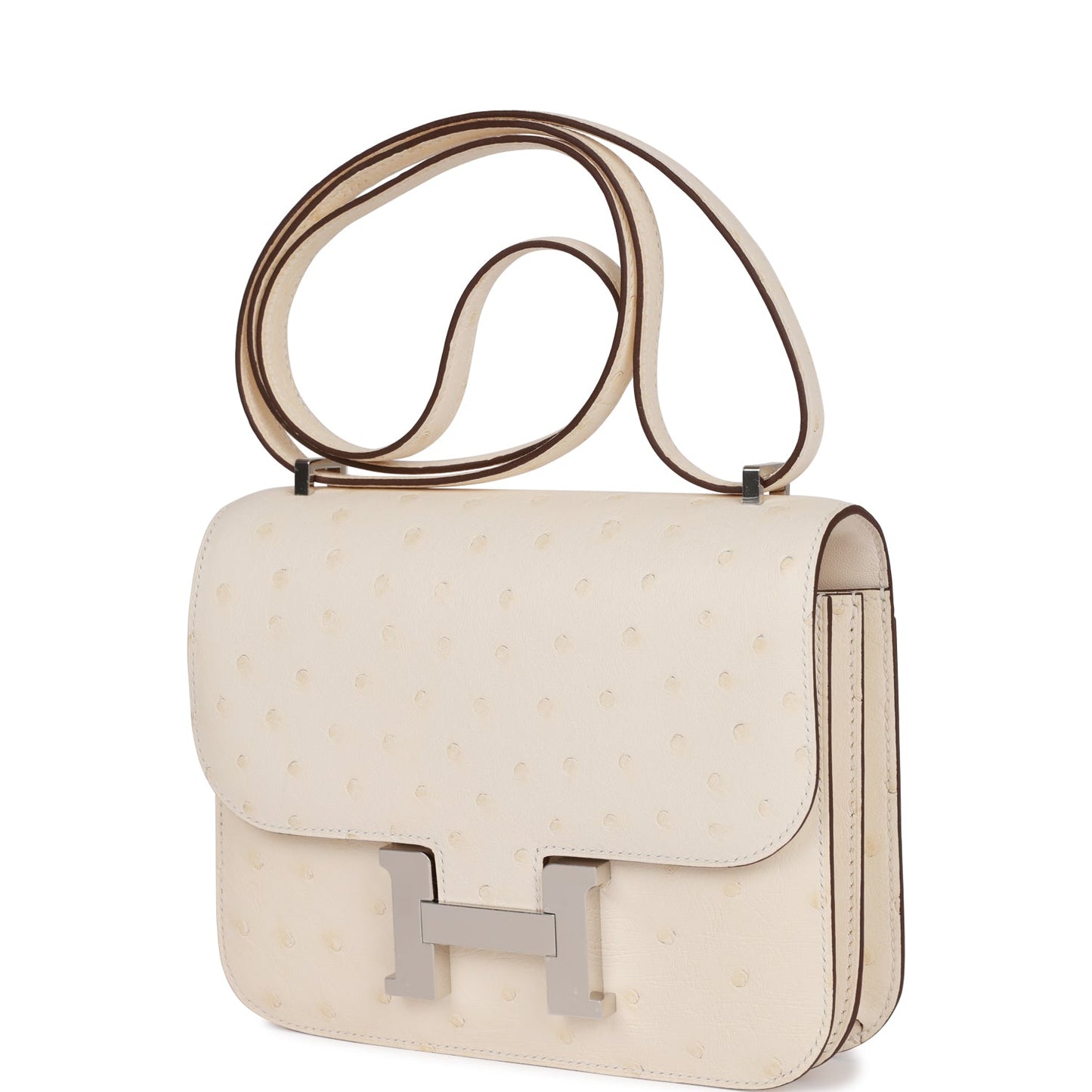 Luxury Hermes Constance 18 Nata Ostrich Palladium Hardware