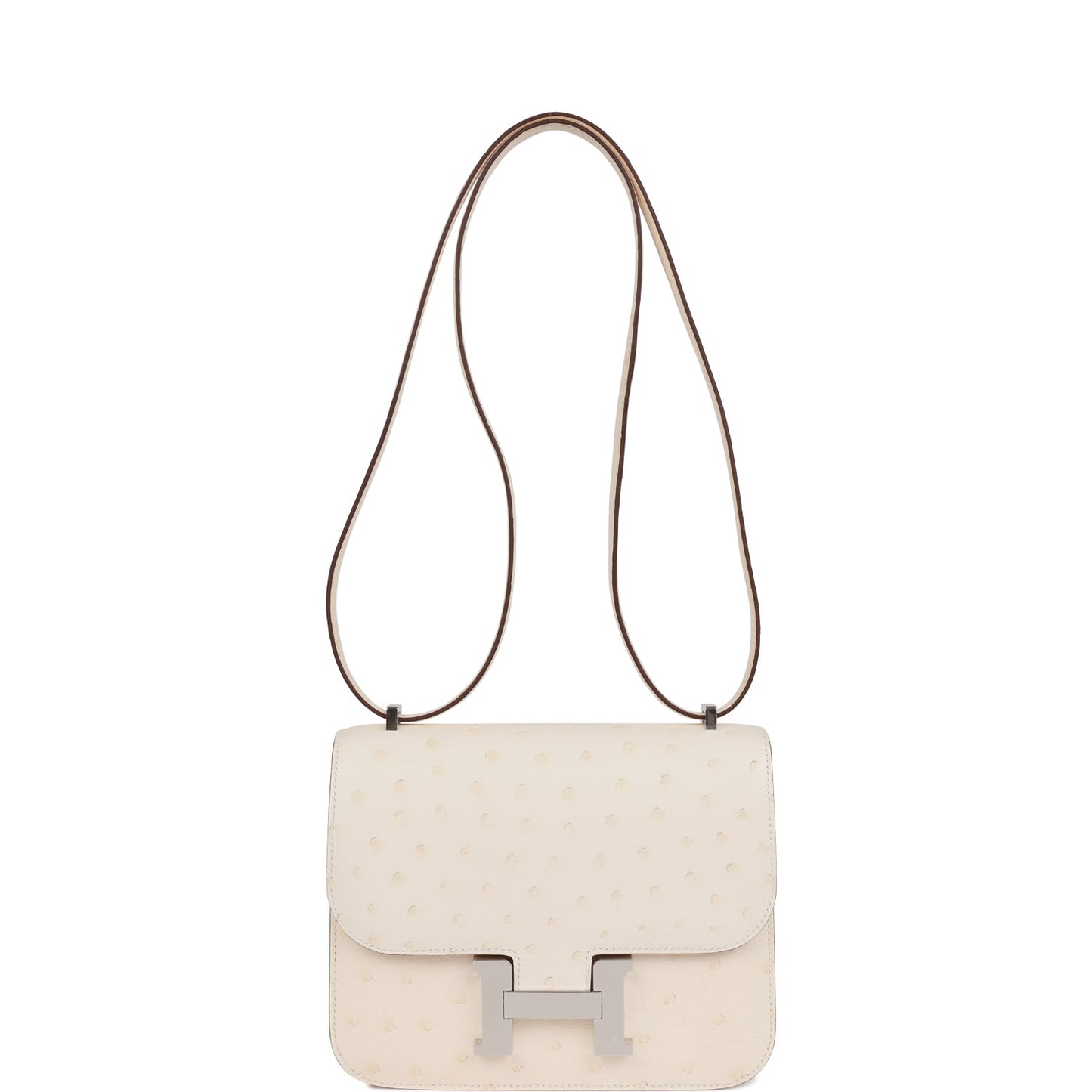 Luxury Hermes Constance 18 Nata Ostrich Palladium Hardware