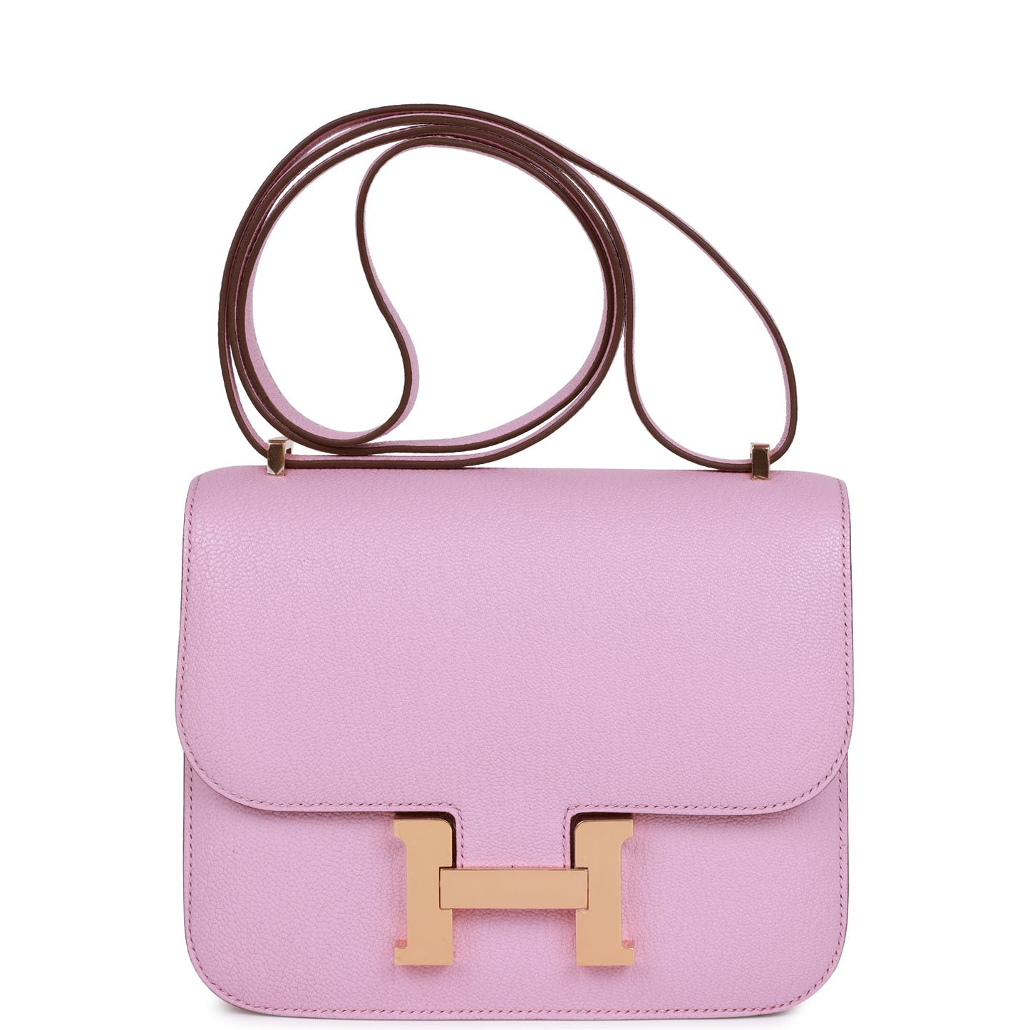 Luxury Hermes Constance 18 Mauve Sylvestre Chevre Rose Gold Hardware