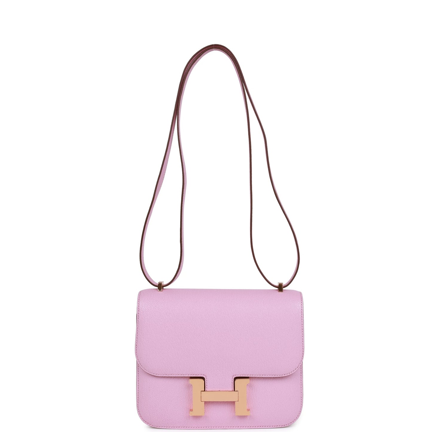 Luxury Hermes Constance 18 Mauve Sylvestre Chevre Rose Gold Hardware