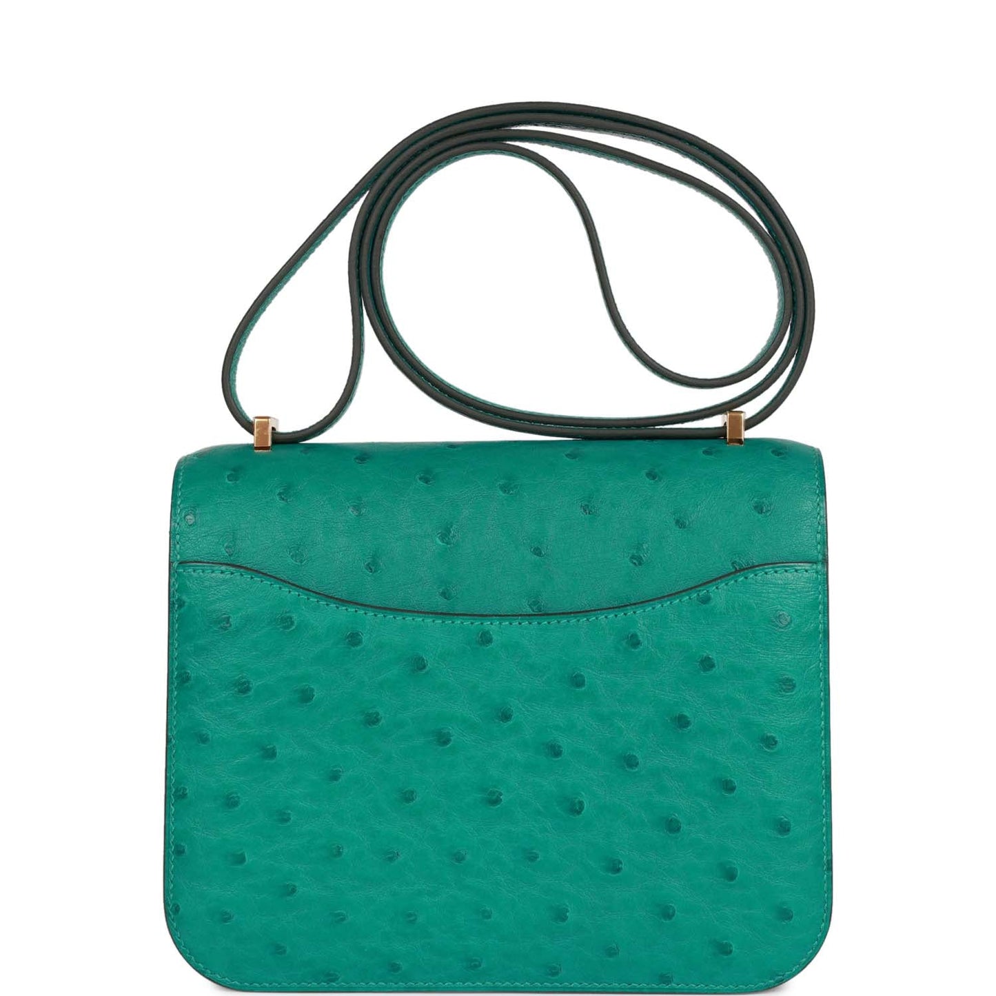 Luxury Hermes Constance 18 Vert Verone Ostrich Gold Hardware