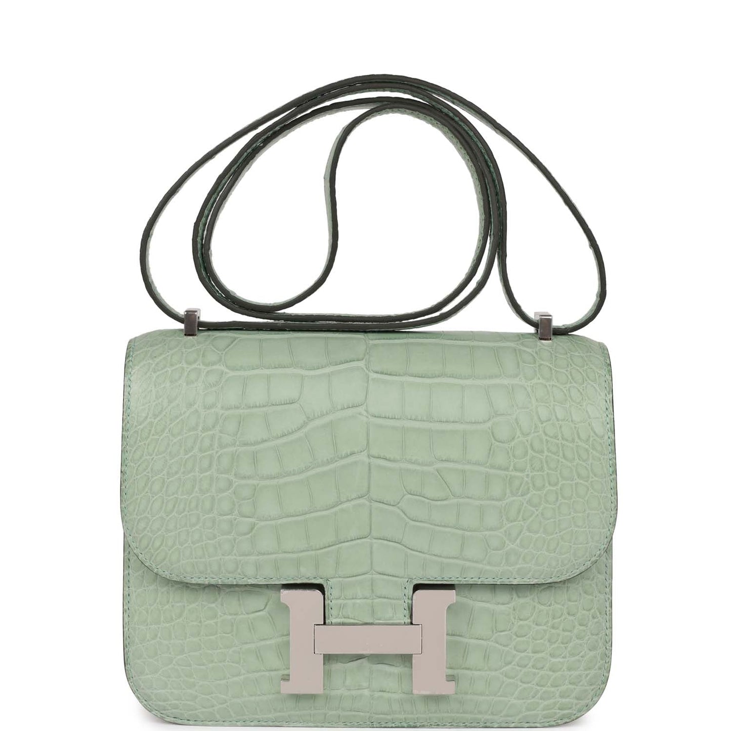 Luxury Hermes Constance 1-18 Vert D'Eau Matte Alligator Palladium Hardware