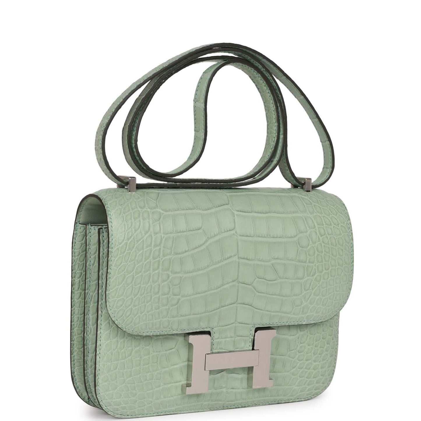Luxury Hermes Constance 1-18 Vert D'Eau Matte Alligator Palladium Hardware