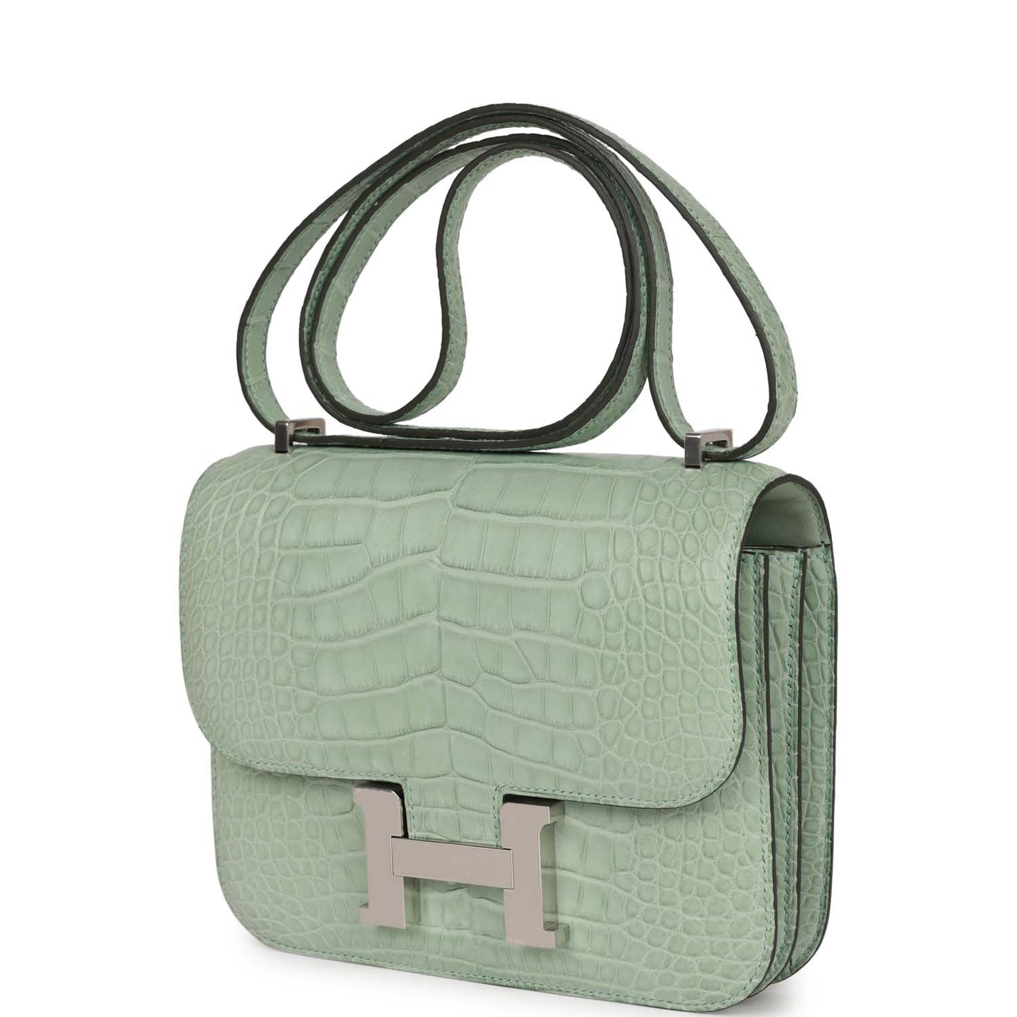Luxury Hermes Constance 1-18 Vert D'Eau Matte Alligator Palladium Hardware