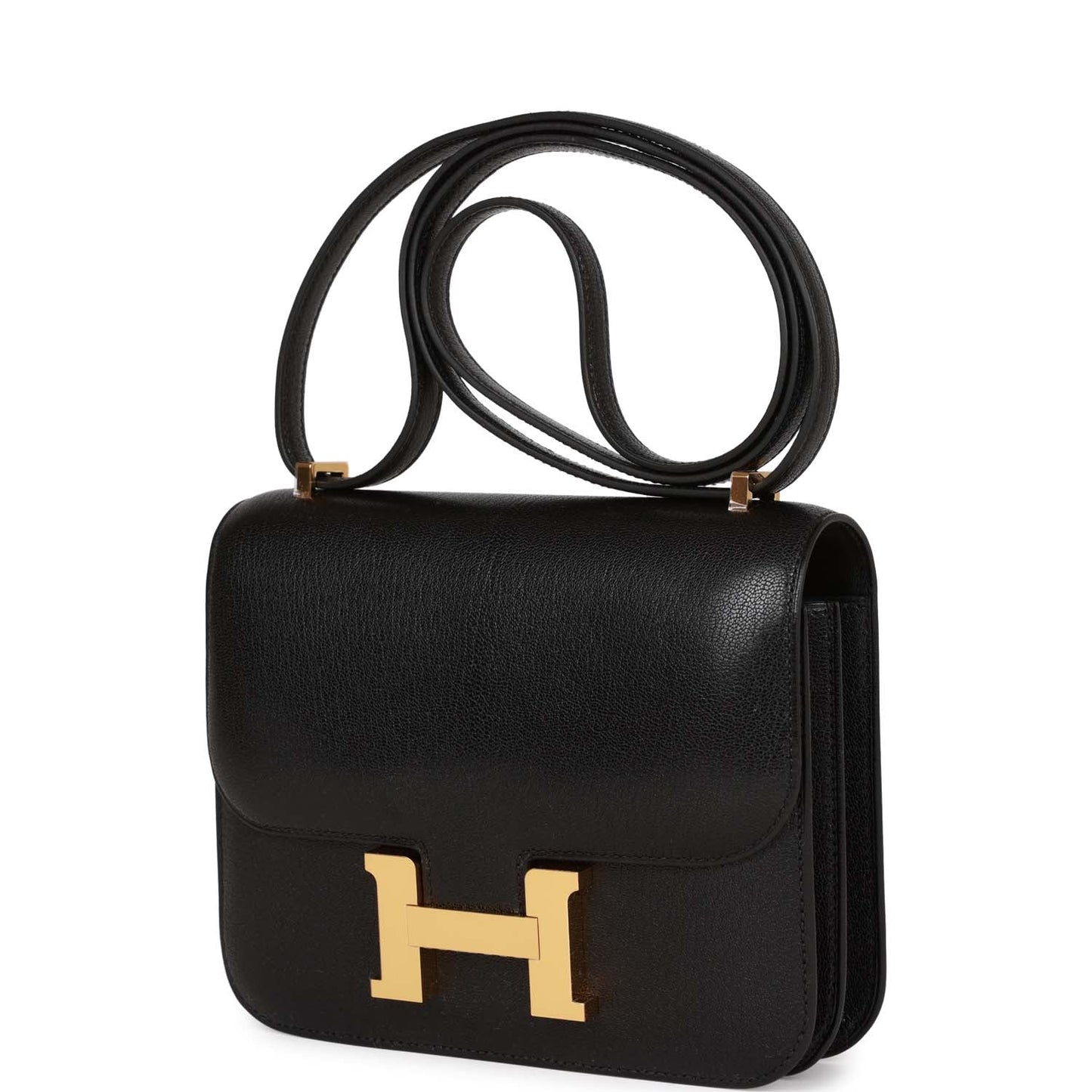 Luxury Hermes Constance 1-18 Black Chevre Gold Hardware