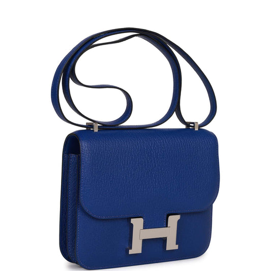 Luxury Hermes Constance 18 Bleu Electric Chevre Palladium Hardware