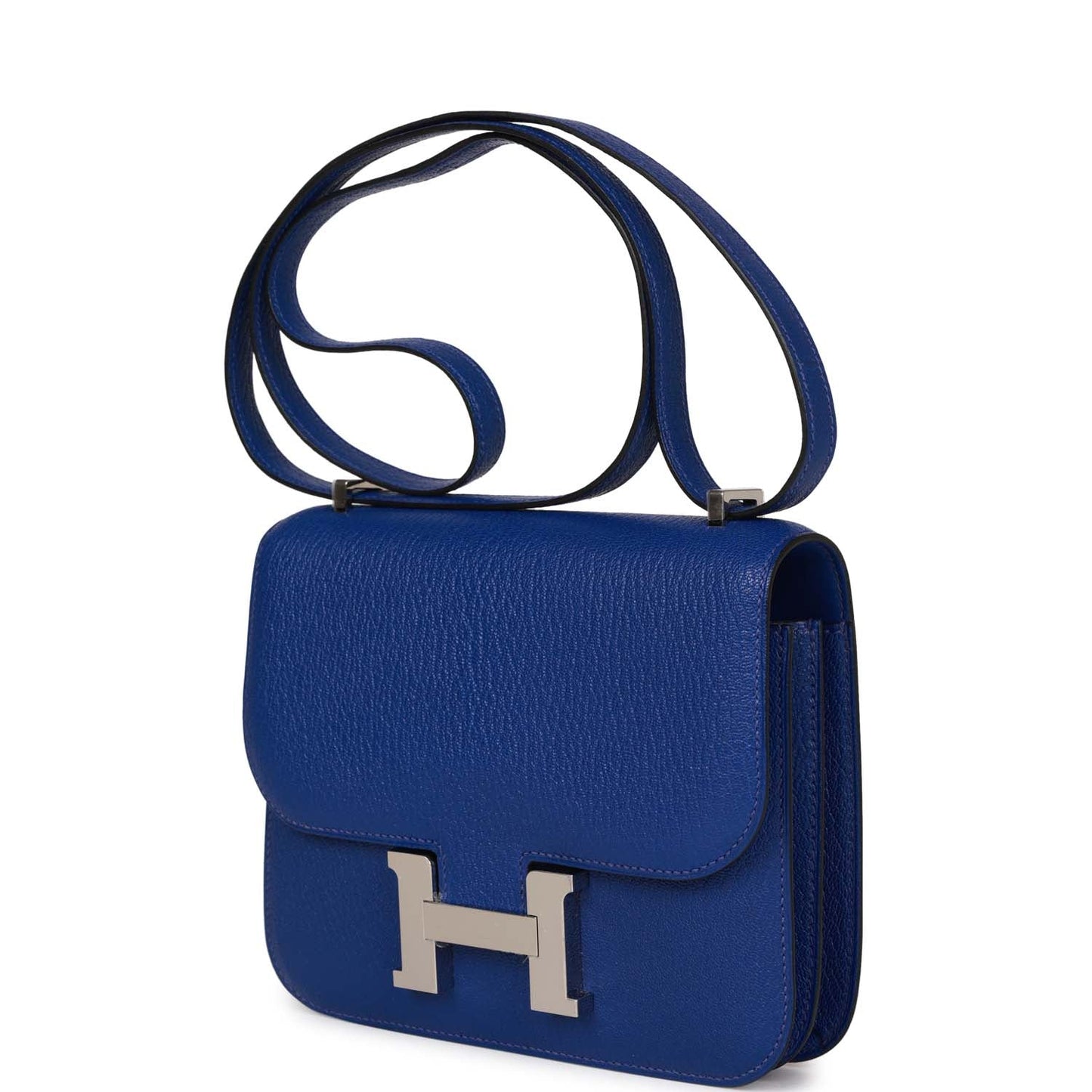 Luxury Hermes Constance 18 Bleu Electric Chevre Palladium Hardware