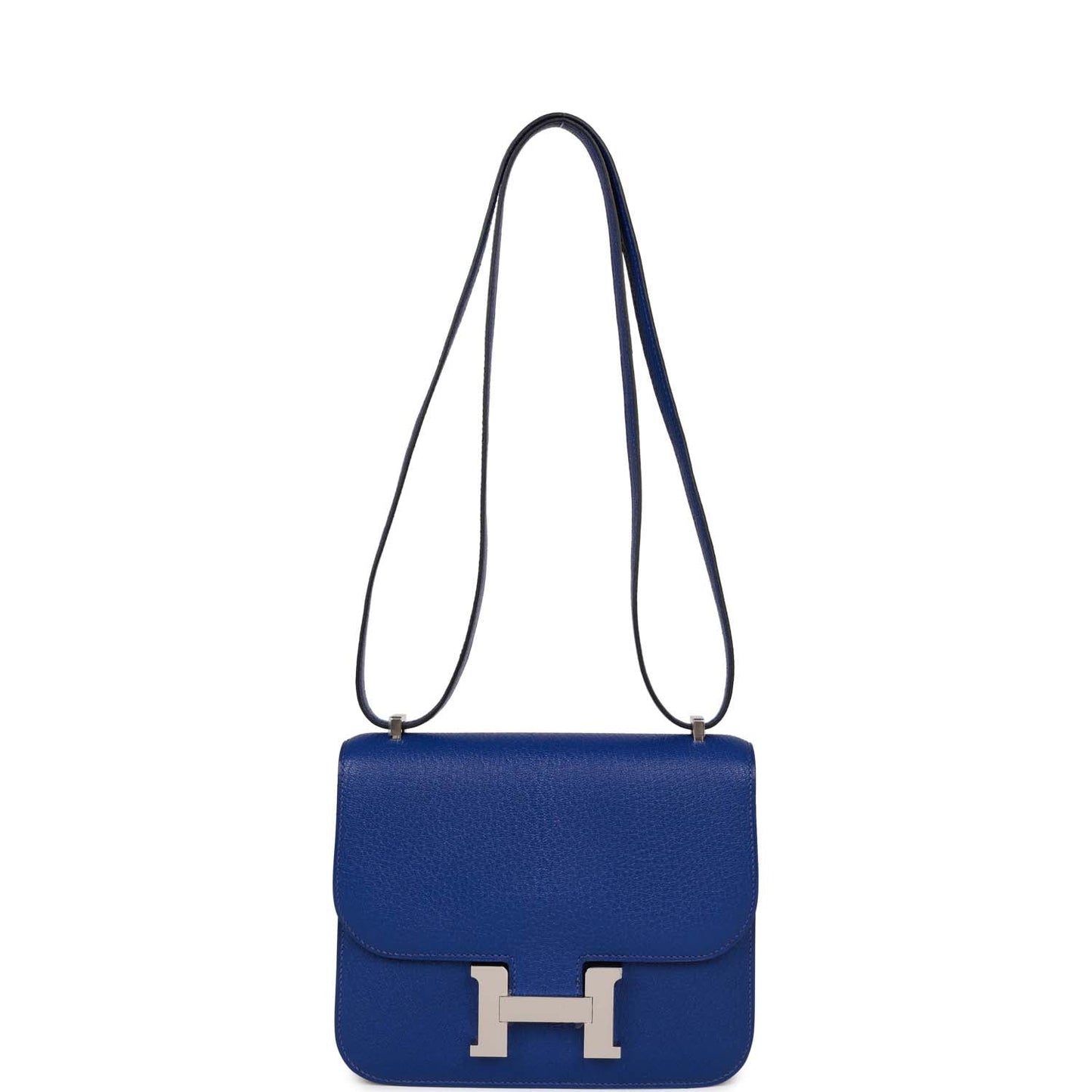 Luxury Hermes Constance 18 Bleu Electric Chevre Palladium Hardware