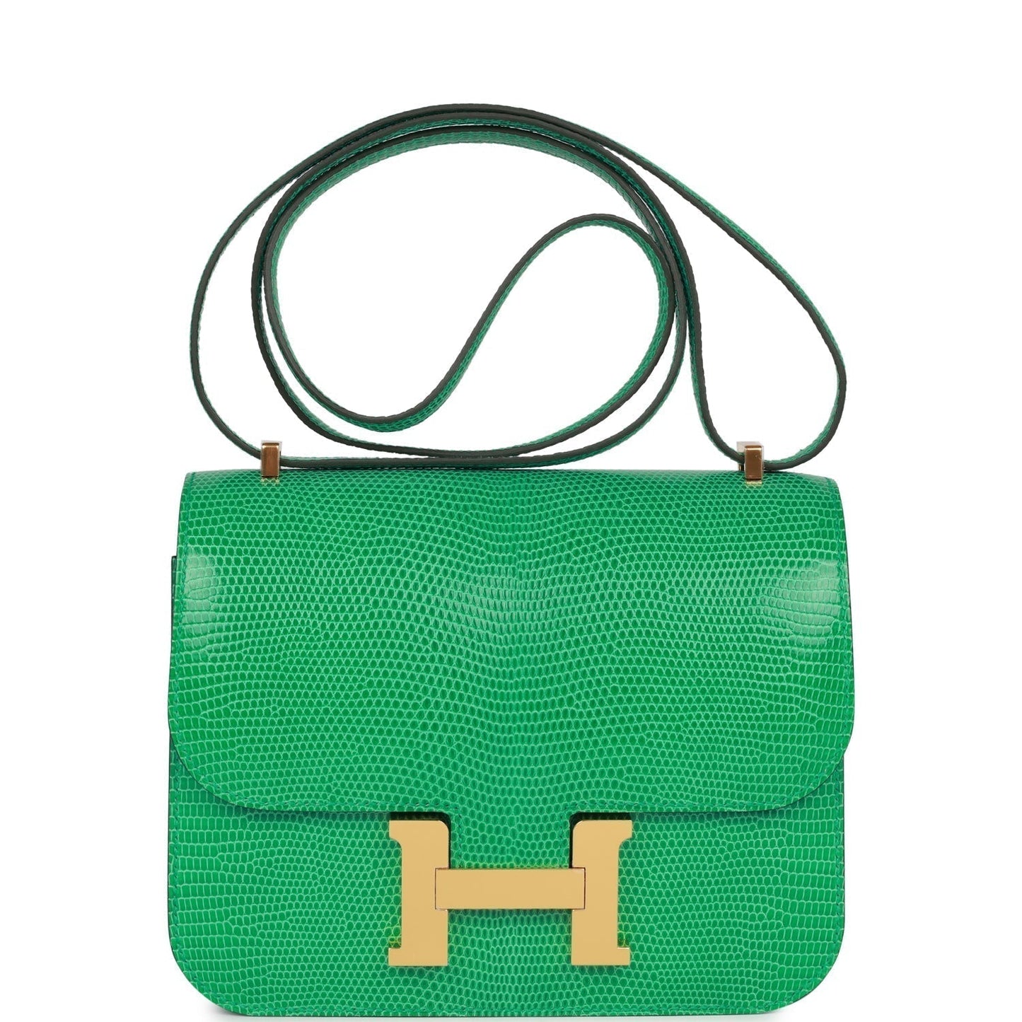 Luxury Hermes Mini Constance 18 Menthe Lizard Salvator Gold Hardware