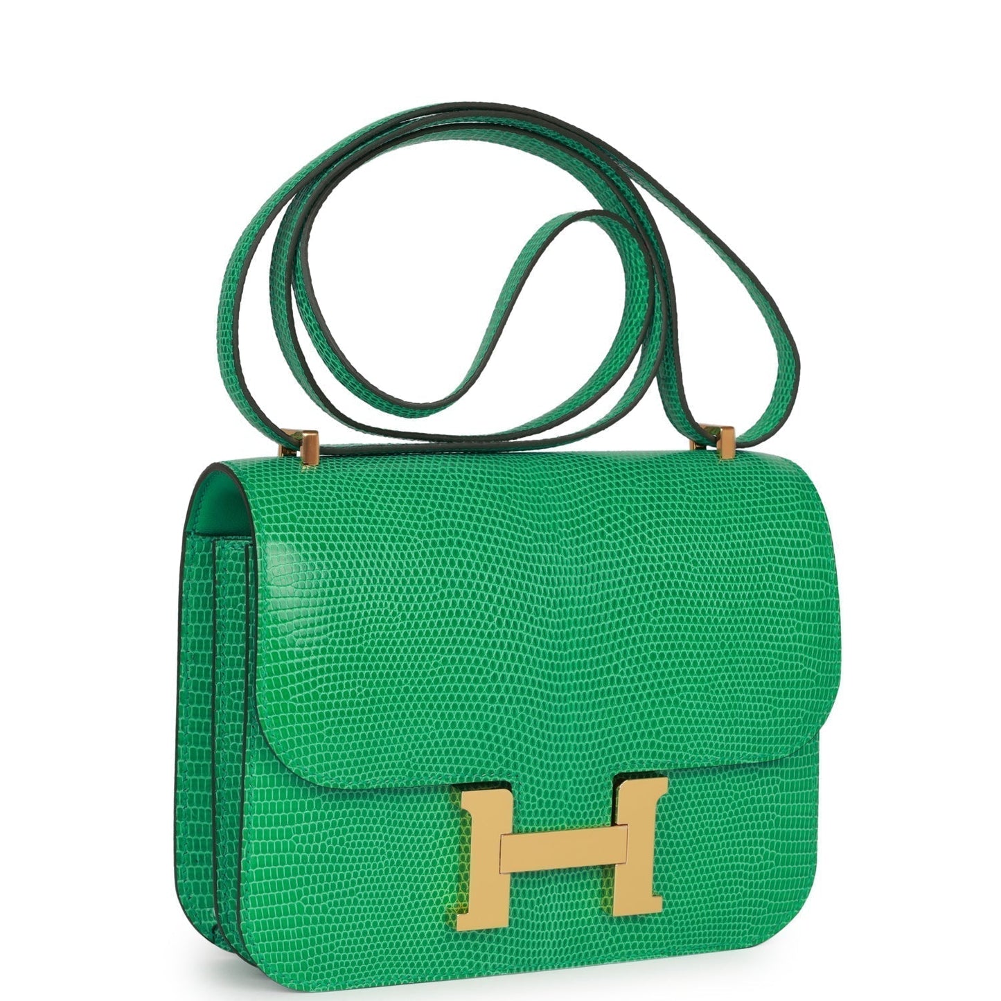 Luxury Hermes Mini Constance 18 Menthe Lizard Salvator Gold Hardware