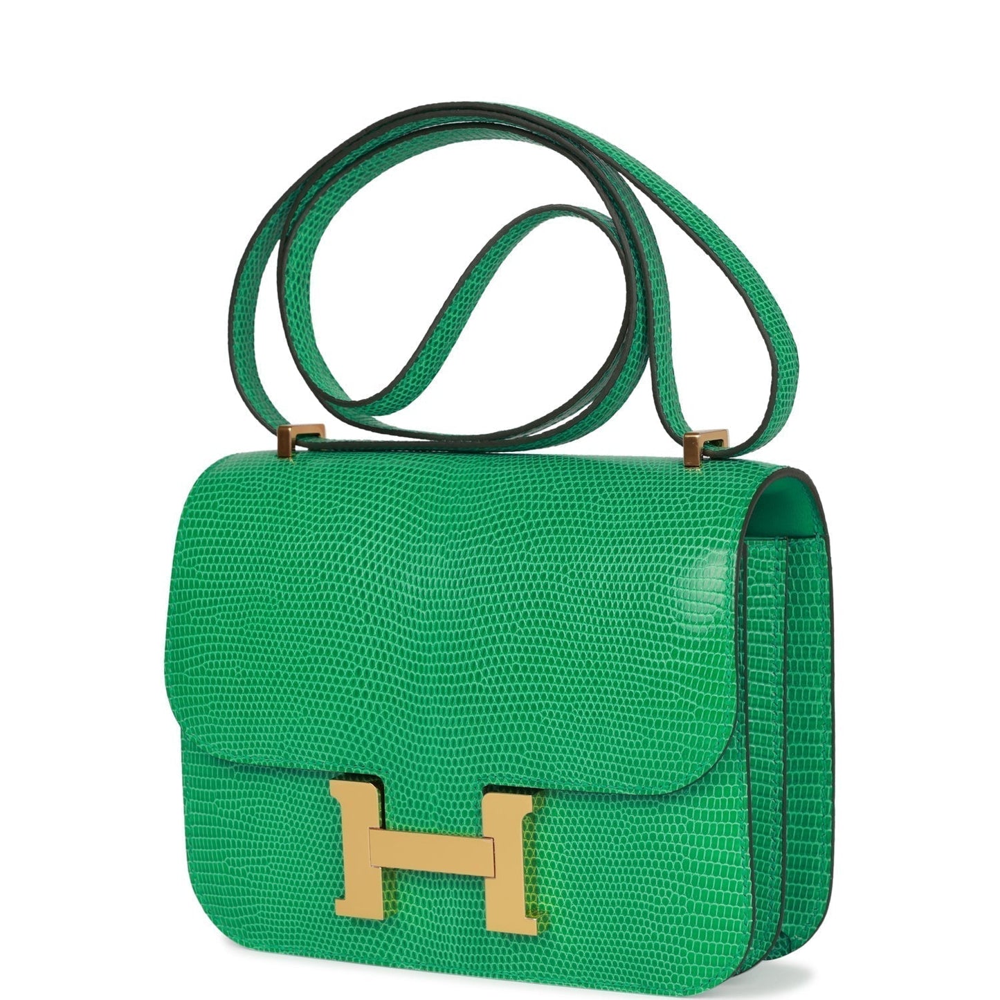 Luxury Hermes Mini Constance 18 Menthe Lizard Salvator Gold Hardware