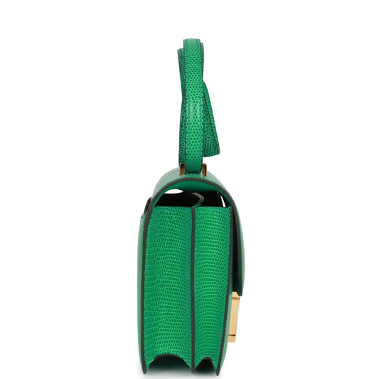 Luxury Hermes Mini Constance 18 Menthe Lizard Salvator Gold Hardware
