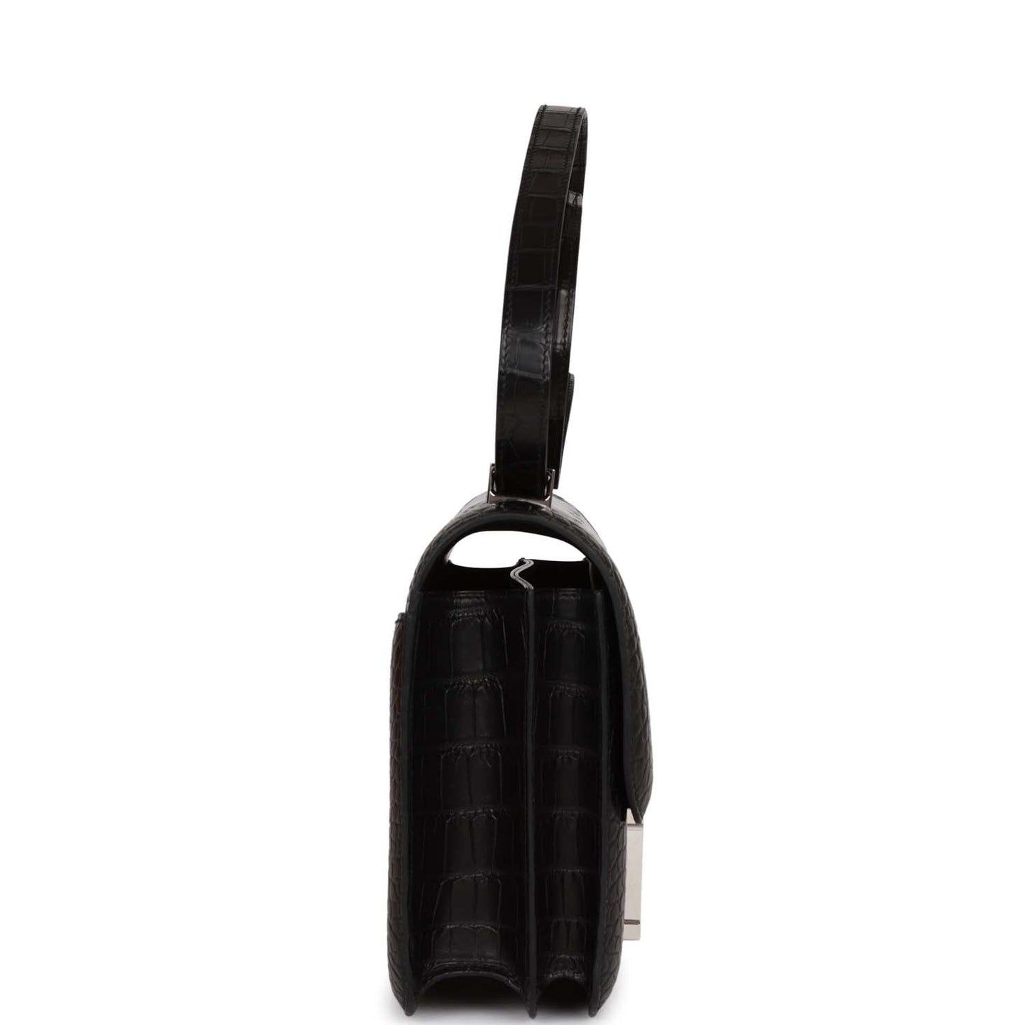 Luxury Hermes Constance 24 Black Matte Alligator and Ombre Lizard Marquette Palladium Hardware