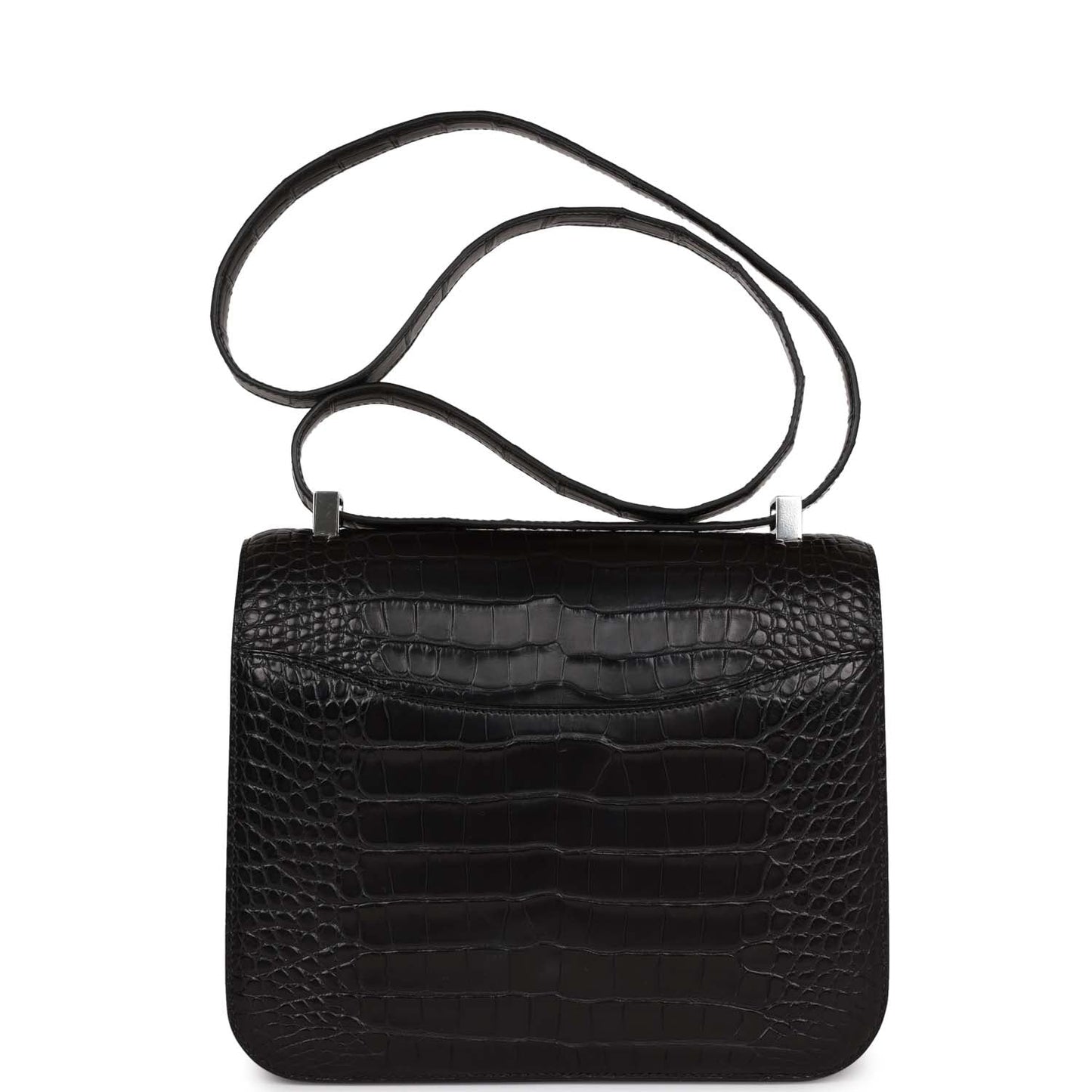 Luxury Hermes Constance 24 Black Matte Alligator and Ombre Lizard Marquette Palladium Hardware