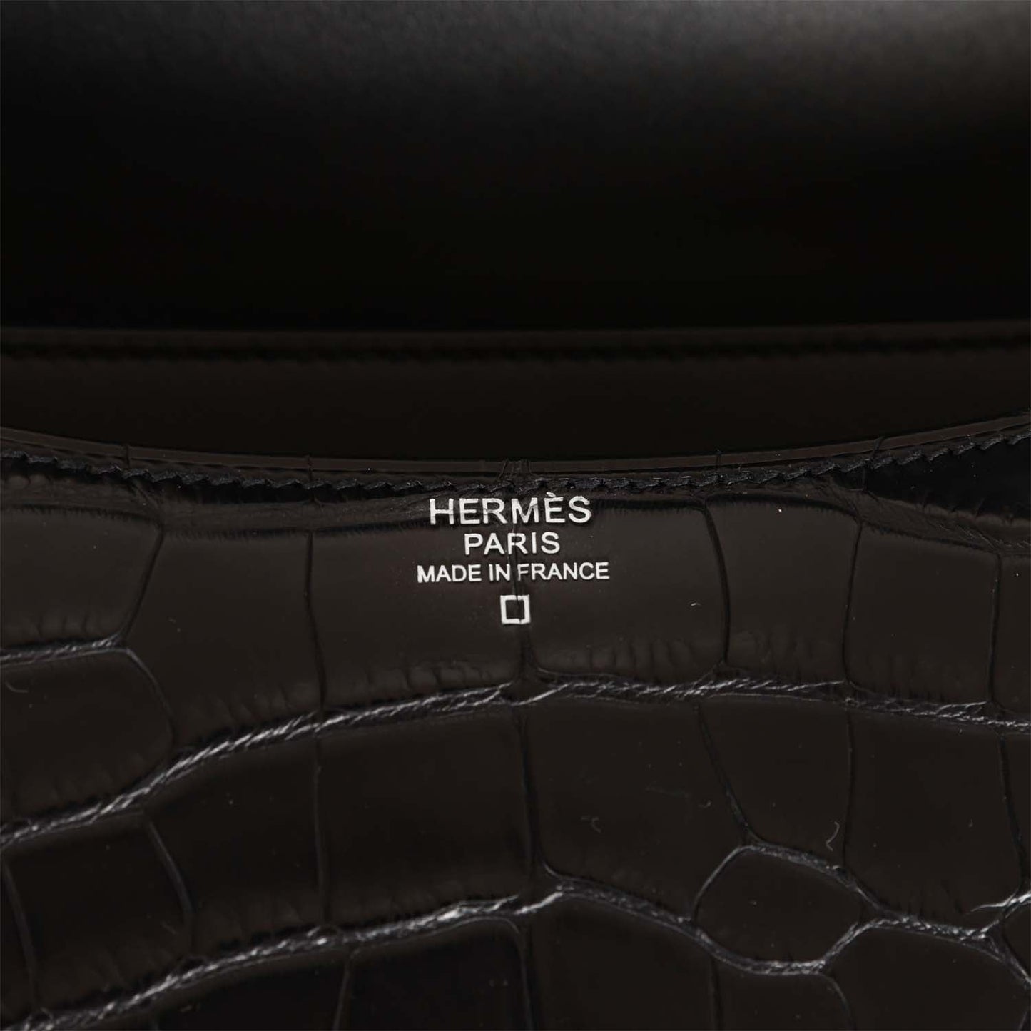 Luxury Hermes Constance 24 Black Matte Alligator and Ombre Lizard Marquette Palladium Hardware