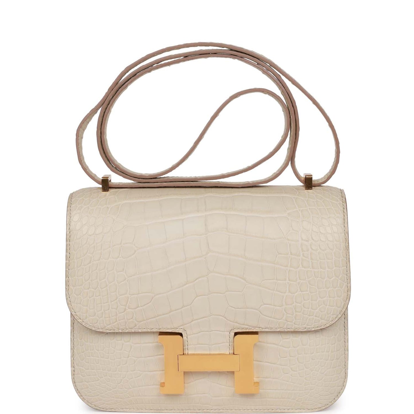 Luxury Hermes Constance 18 Beton Matte Alligator Mississippiensis Gold Hardware