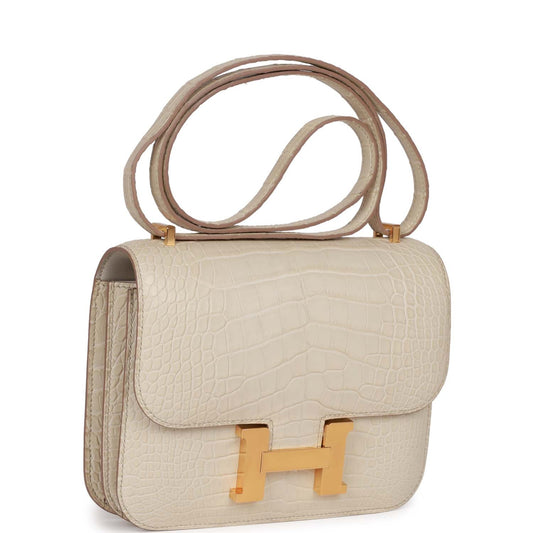 Luxury Hermes Constance 18 Beton Matte Alligator Mississippiensis Gold Hardware