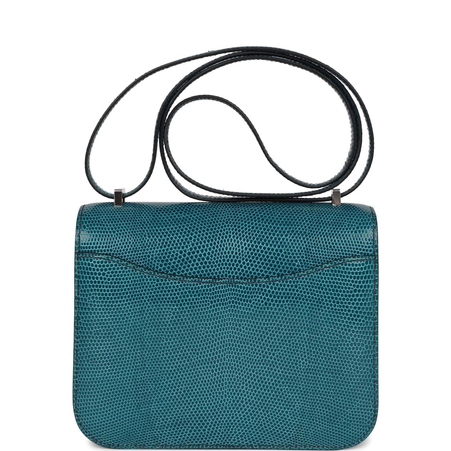 Luxury Hermes Mini Constance 18 Bleu Petrole Lizard Niloticus Palladium Hardware