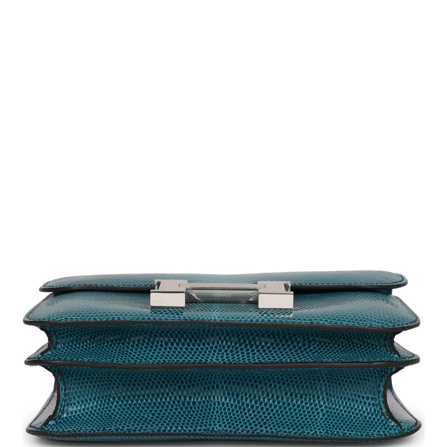 Luxury Hermes Mini Constance 18 Bleu Petrole Lizard Niloticus Palladium Hardware