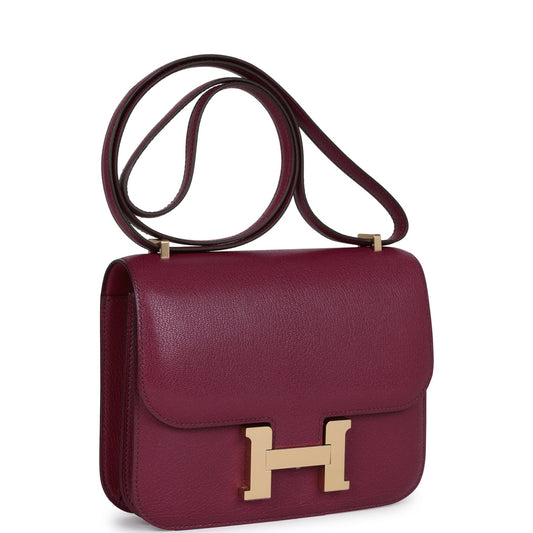 Luxury Hermes Constance 18 Anemone Chevre Chamkila Permabrass Hardware