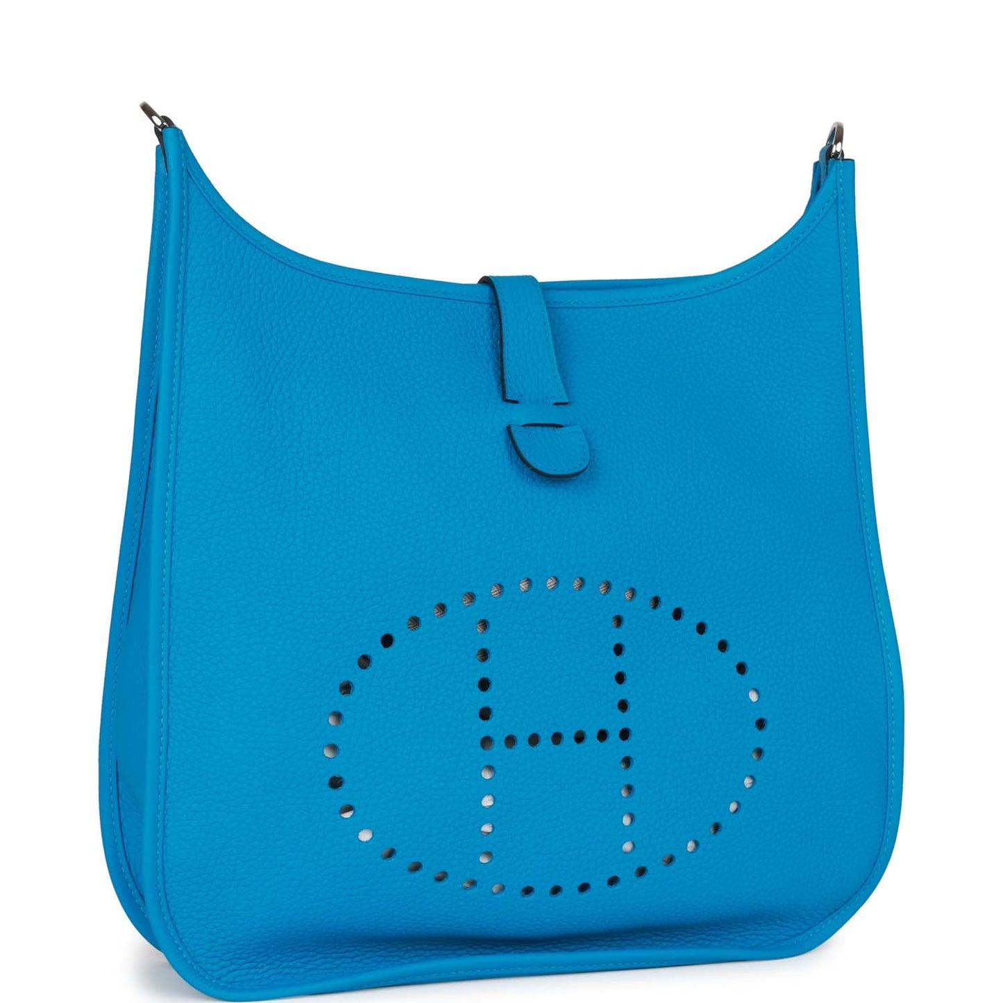 Luxury Hermes Evelyne III GM Bleu Frida Clemence Palladium Hardware