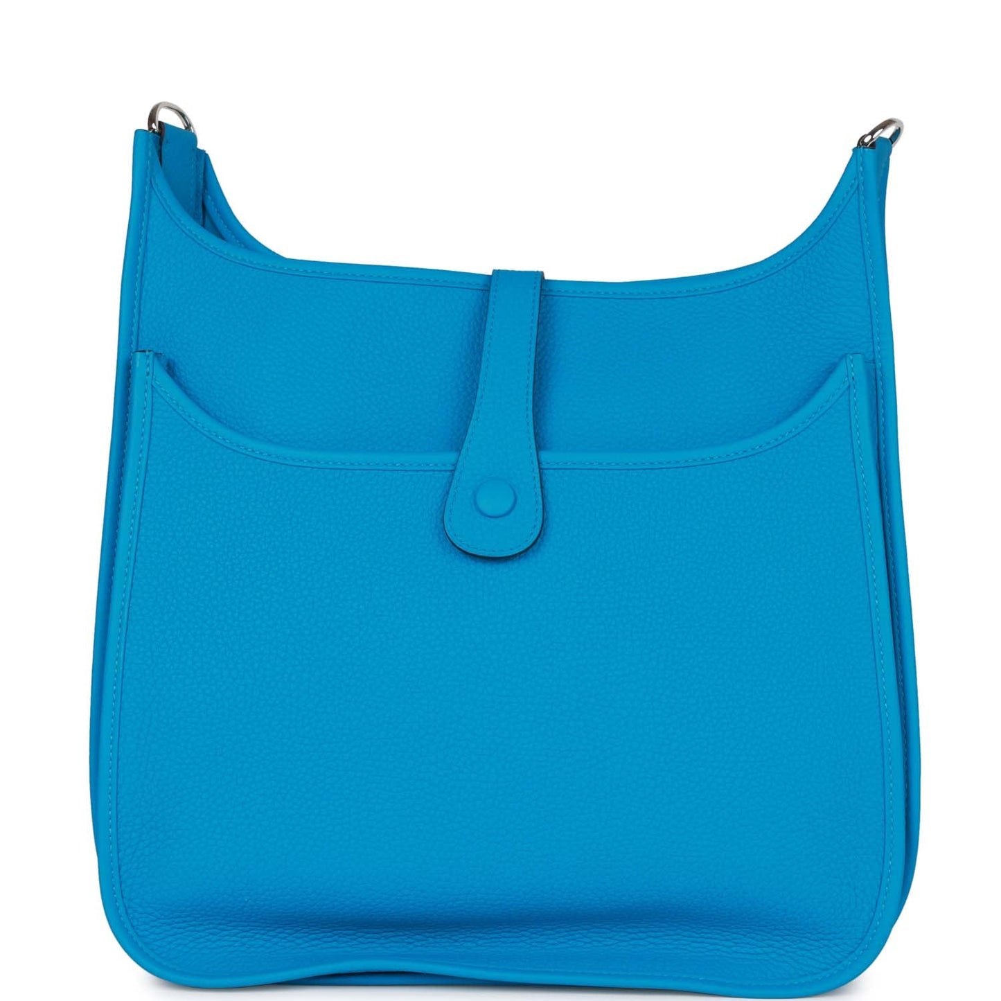 Luxury Hermes Evelyne III GM Bleu Frida Clemence Palladium Hardware