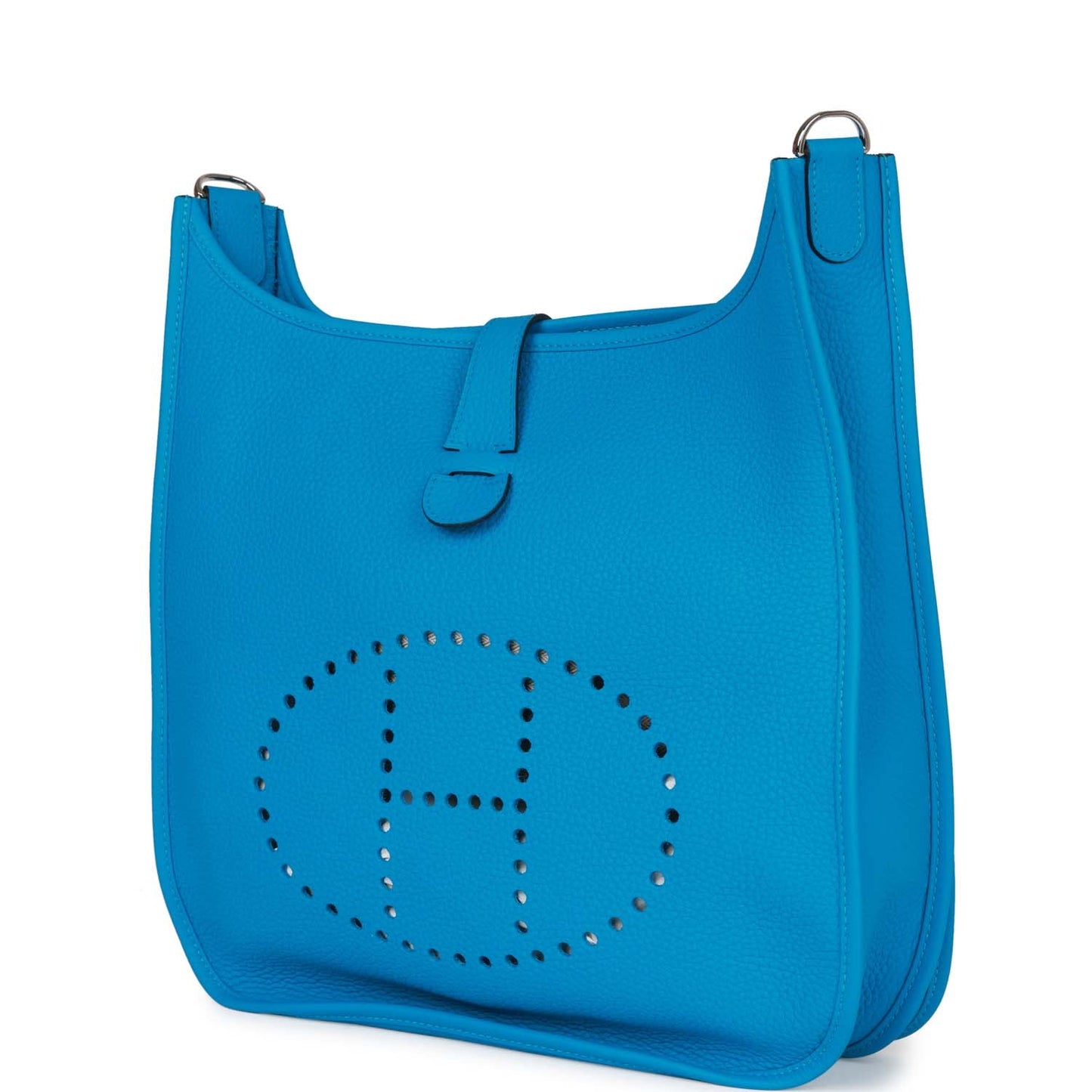 Luxury Hermes Evelyne III GM Bleu Frida Clemence Palladium Hardware