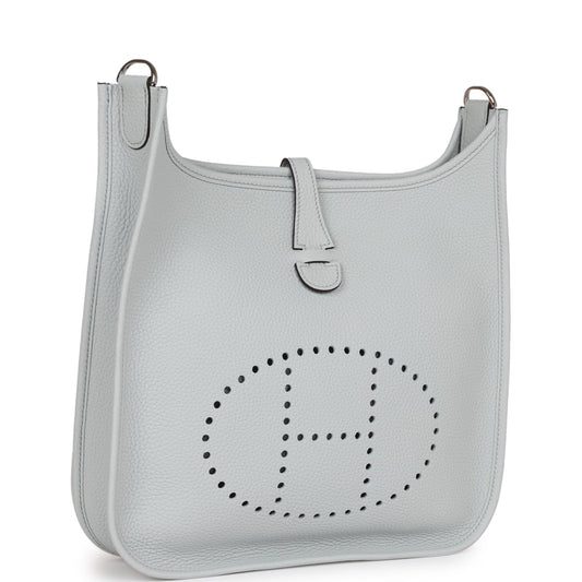 Luxury Hermes Evelyne III PM Bleu Pale Clemence Palladium Hardware