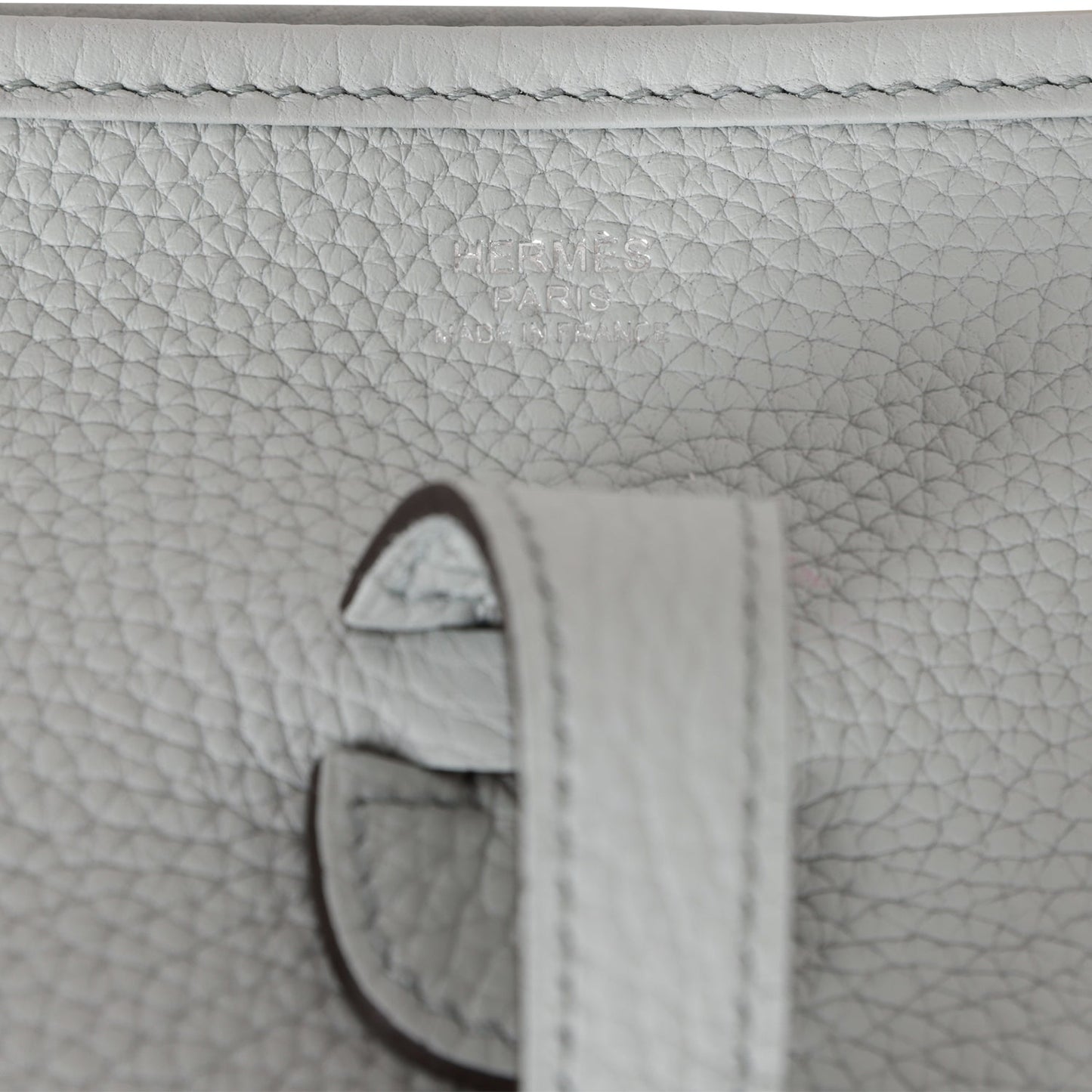 Luxury Hermes Evelyne III PM Bleu Pale Clemence Palladium Hardware