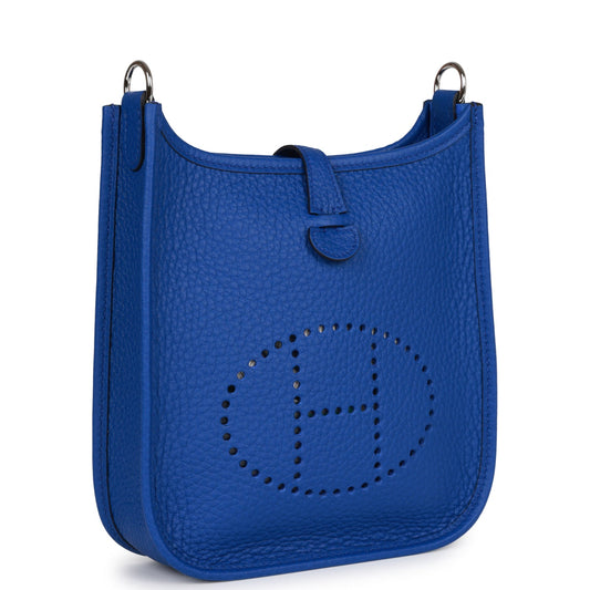 Luxury Hermes Evelyne TPM Bleu Royal Clemence Palladium Hardware