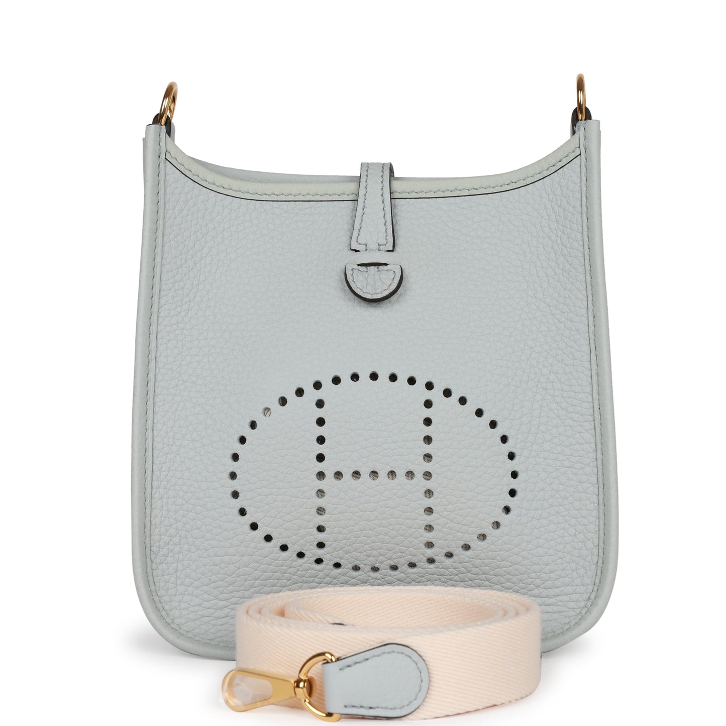 Luxury Hermes Evelyne TPM Bleu Pale Clemence Gold Hardware