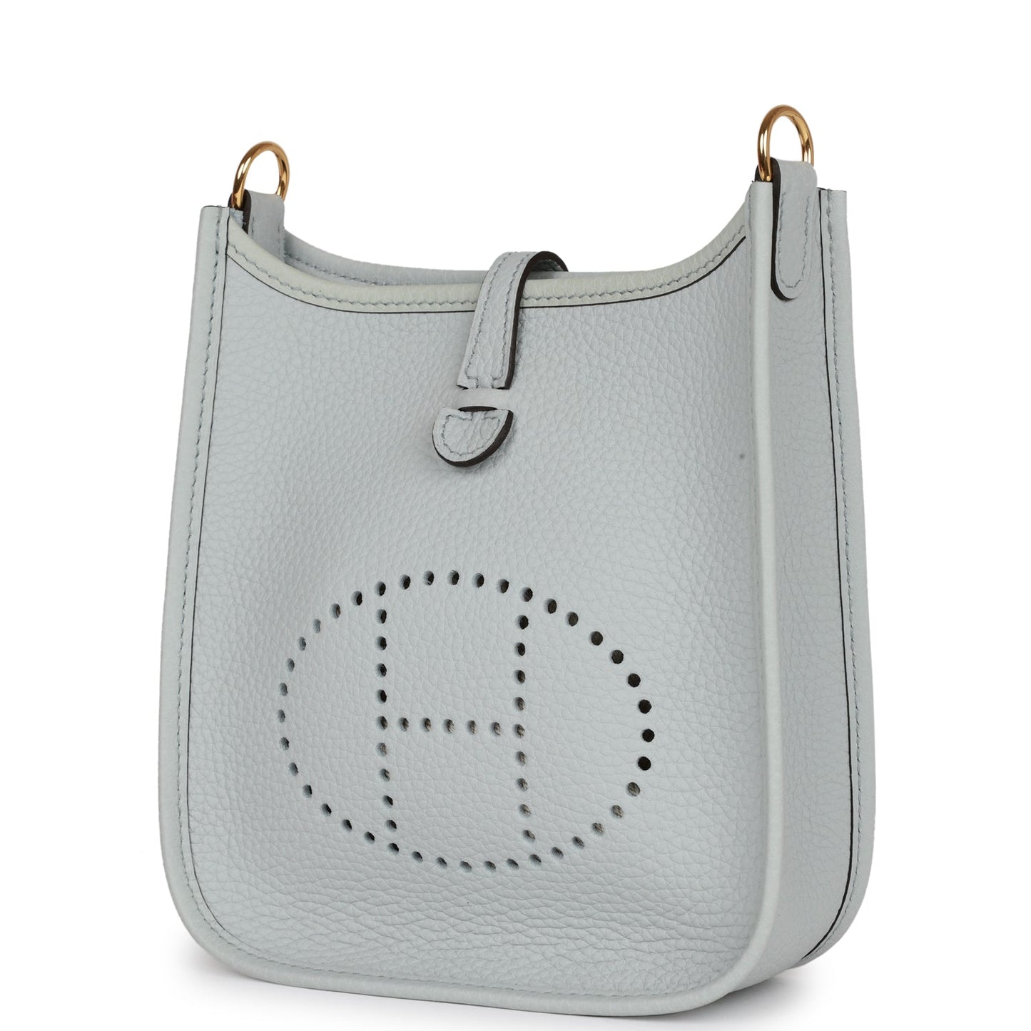 Luxury Hermes Evelyne TPM Bleu Pale Clemence Gold Hardware