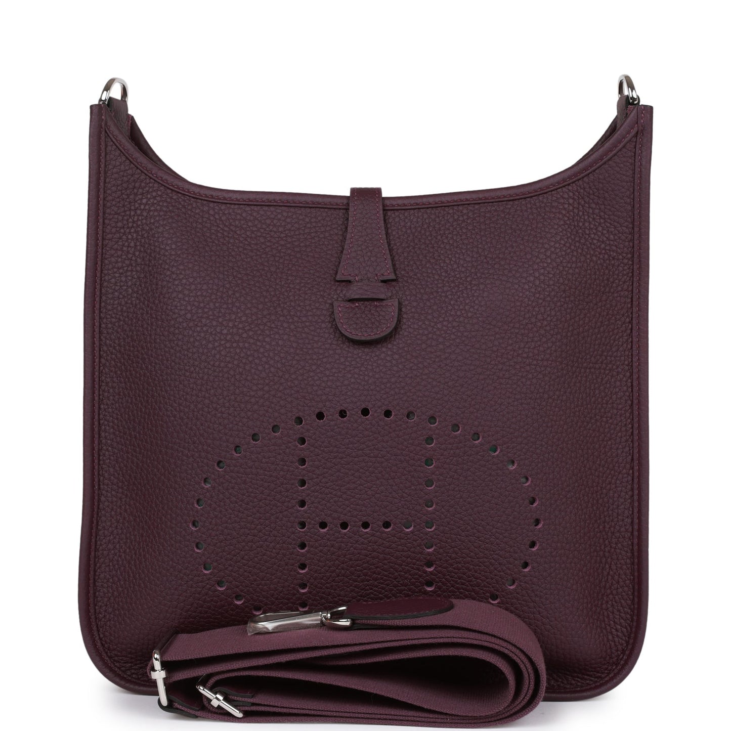 Luxury Hermes Evelyne III PM Cassis Clemence  Palladium Hardware