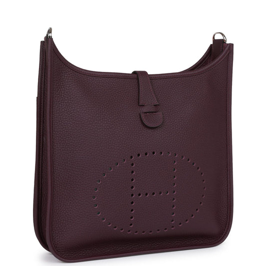 Luxury Hermes Evelyne III PM Cassis Clemence  Palladium Hardware