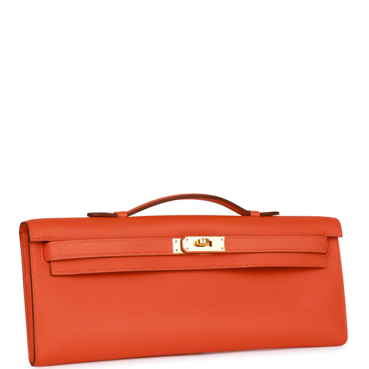 Luxury Hermes Kelly Cut Orange Swift Gold Hardware