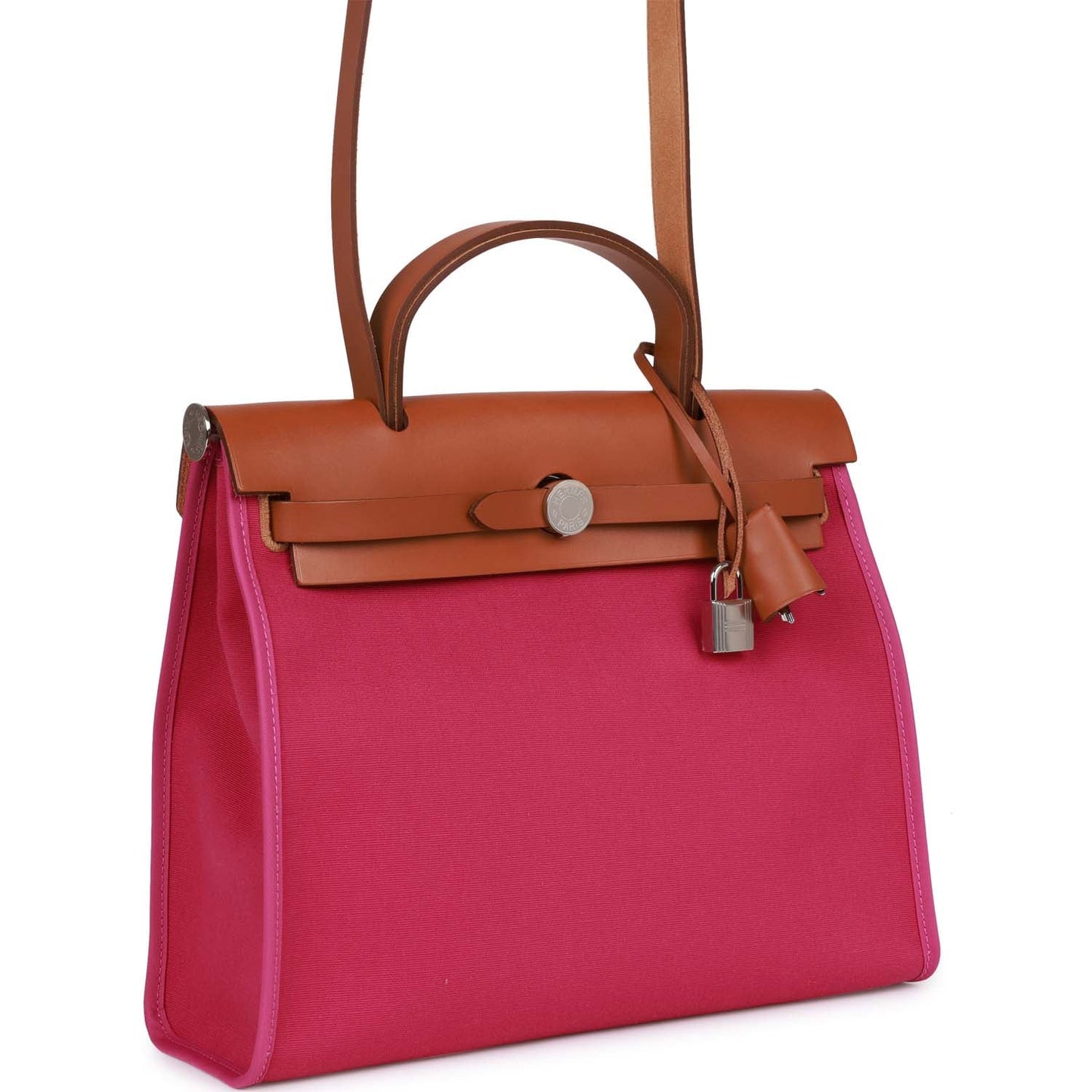 Luxury Hermes Herbag Zip PM 31 Rose Pourpre Toile H Berline Vache Barenia Hunter Palladium Hardware
