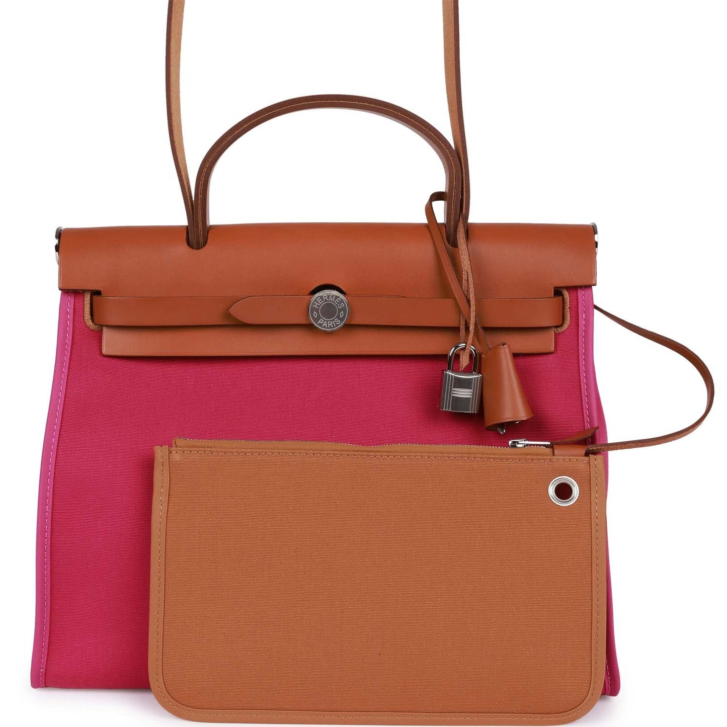 Luxury Hermes Herbag Zip PM 31 Rose Pourpre Toile H Berline Vache Barenia Hunter Palladium Hardware