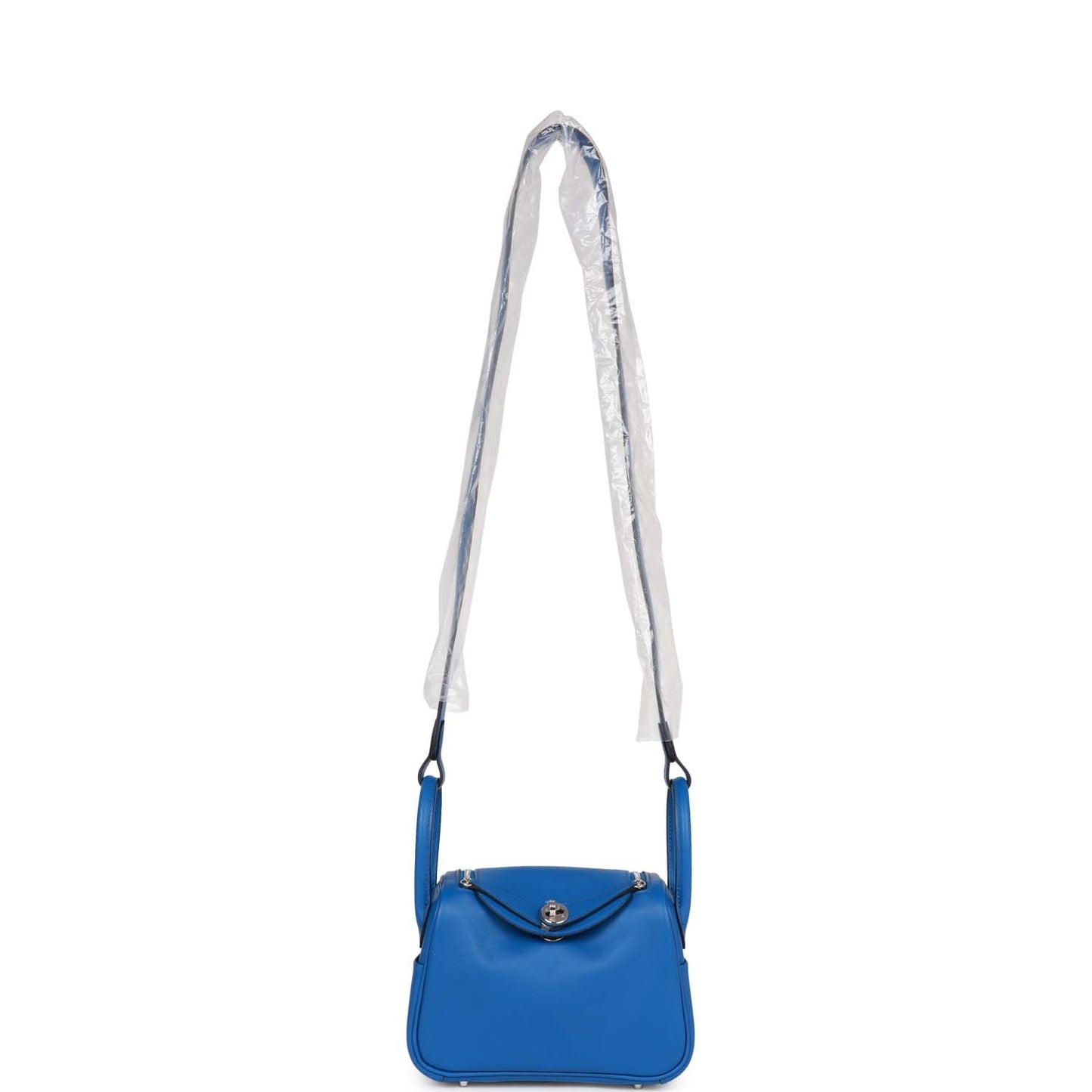 Luxury Hermes Mini Lindy Bleu France Verso Swift Palladium Hardware