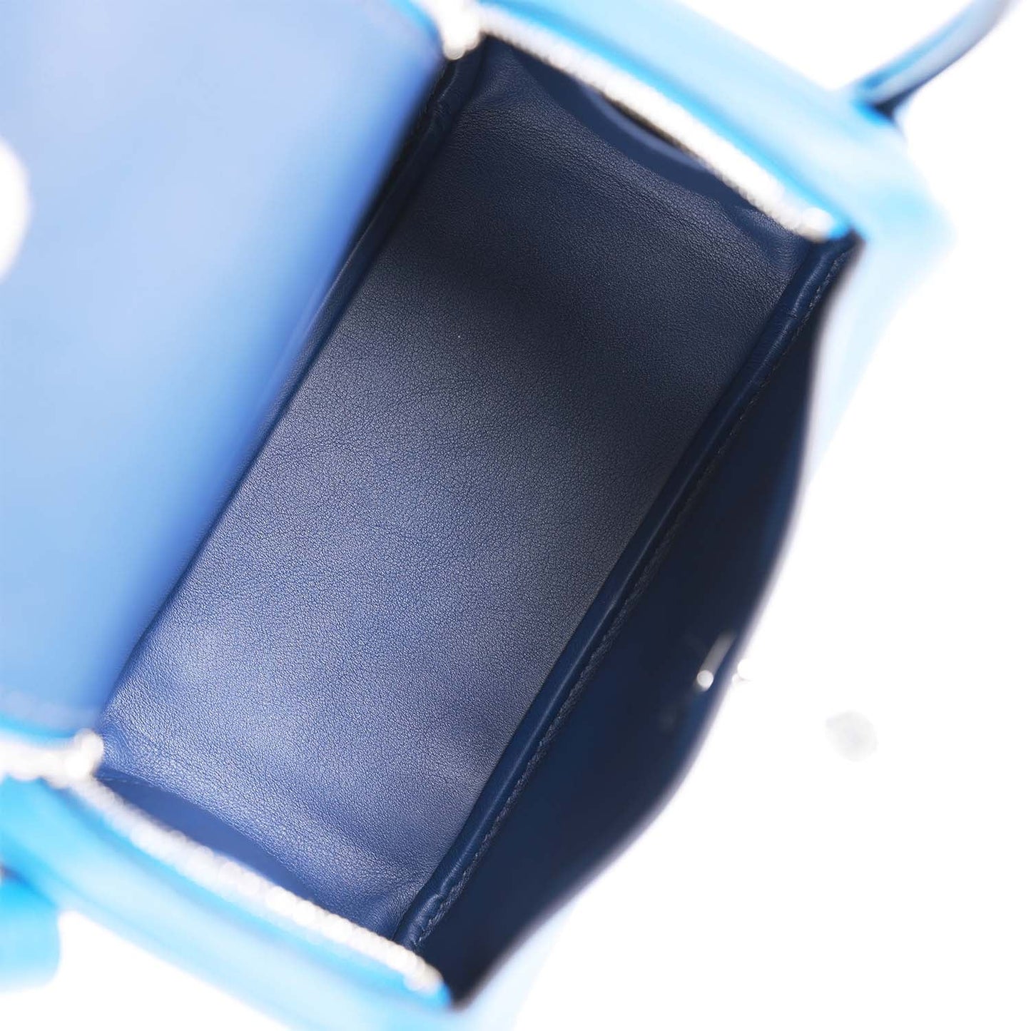Luxury Hermes Mini Lindy Bleu France Verso Swift Palladium Hardware