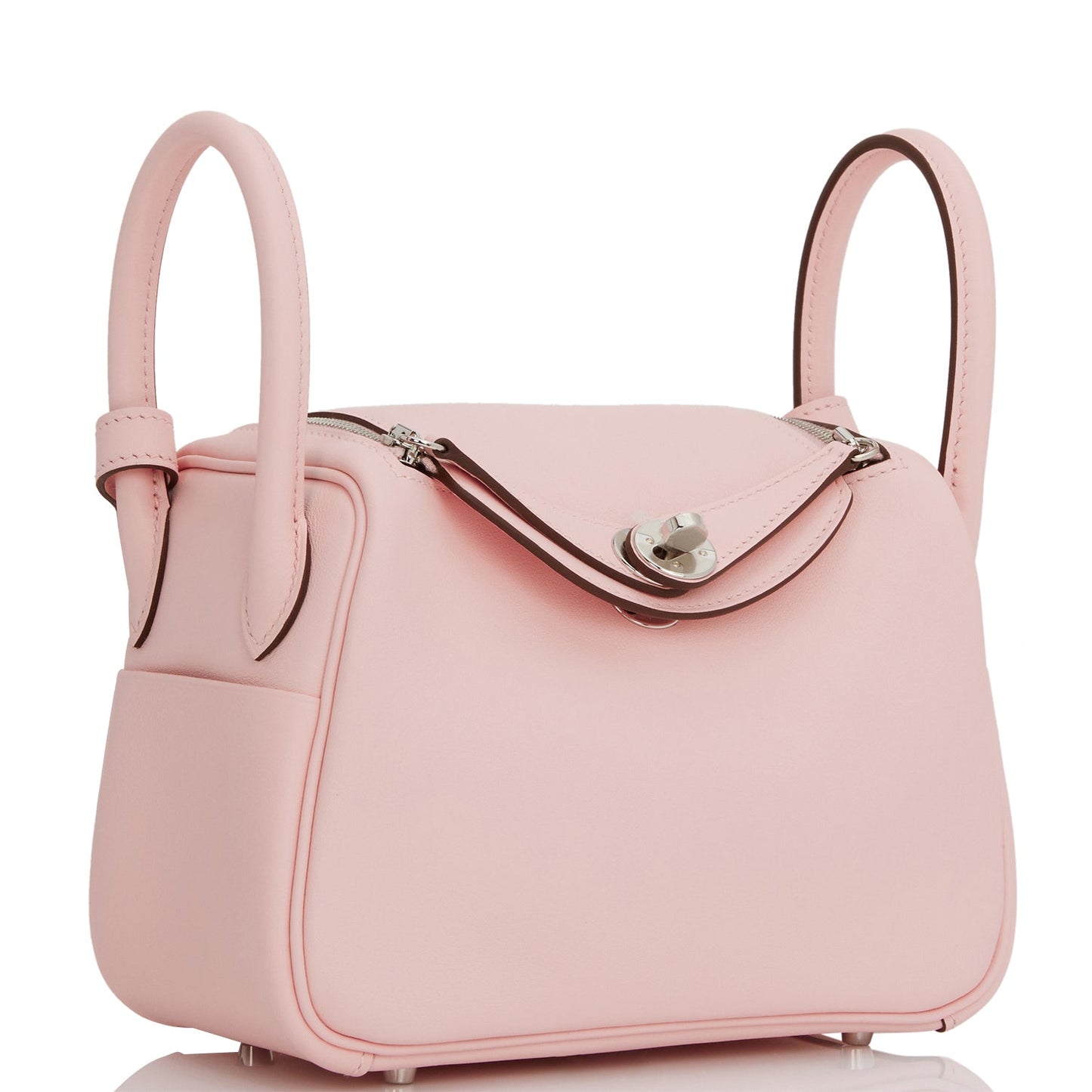 Luxury Hermes Mini Lindy Rose Sakura Swift Palladium Hardware