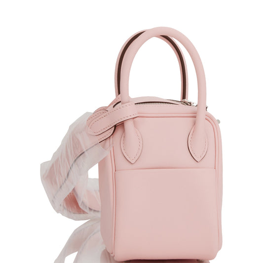 Luxury Hermes Mini Lindy Rose Sakura Swift Palladium Hardware