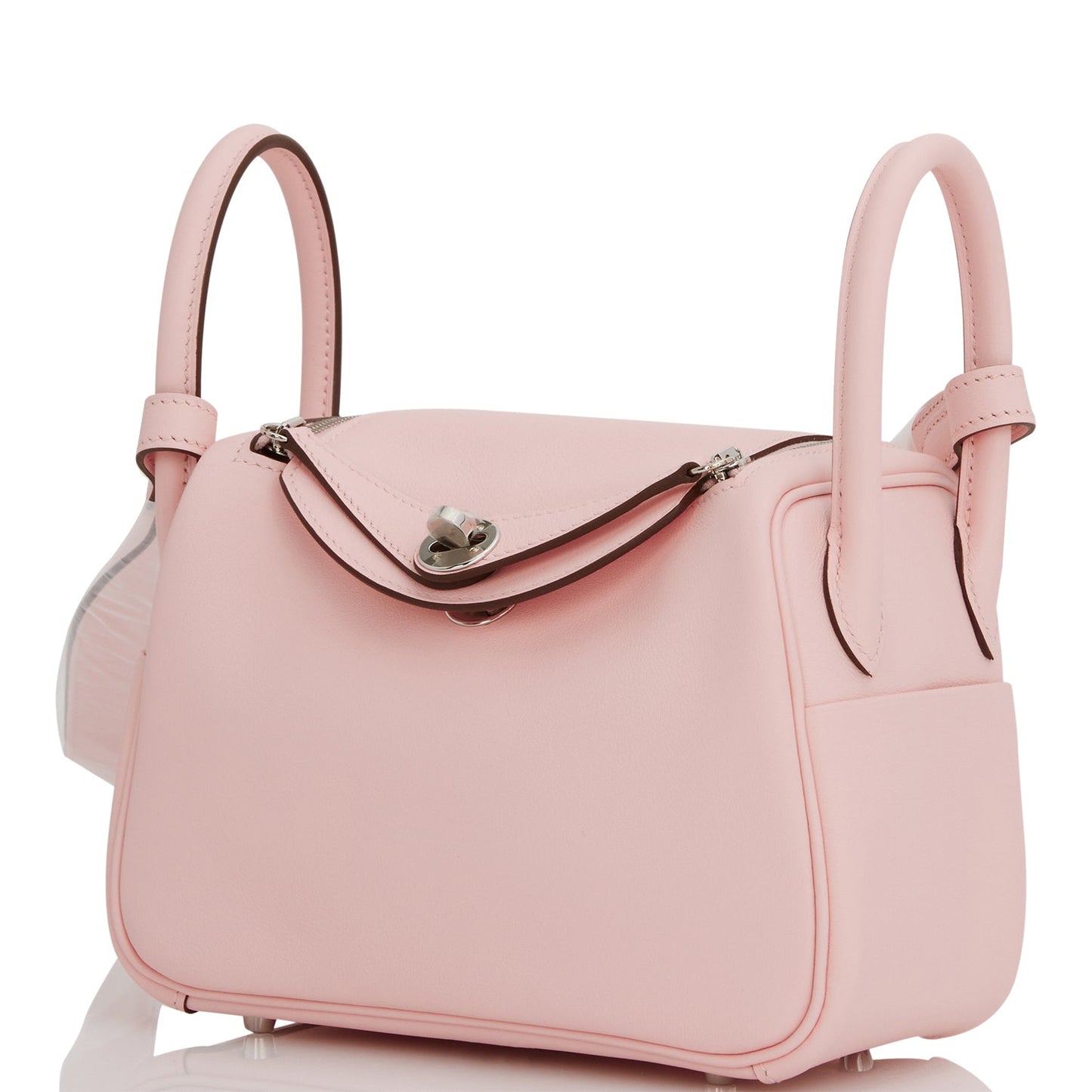 Luxury Hermes Mini Lindy Rose Sakura Swift Palladium Hardware
