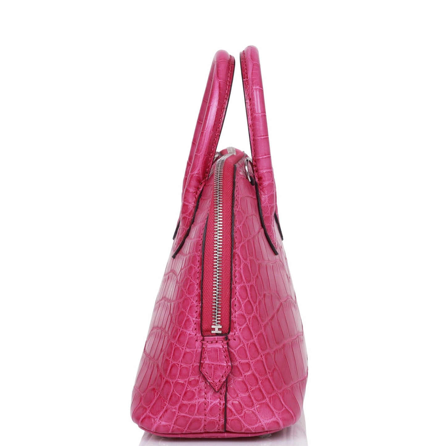 Luxury Hermes 1923 Bolide Mini Rose Scheherazade Matte Alligator Palladium Hardware