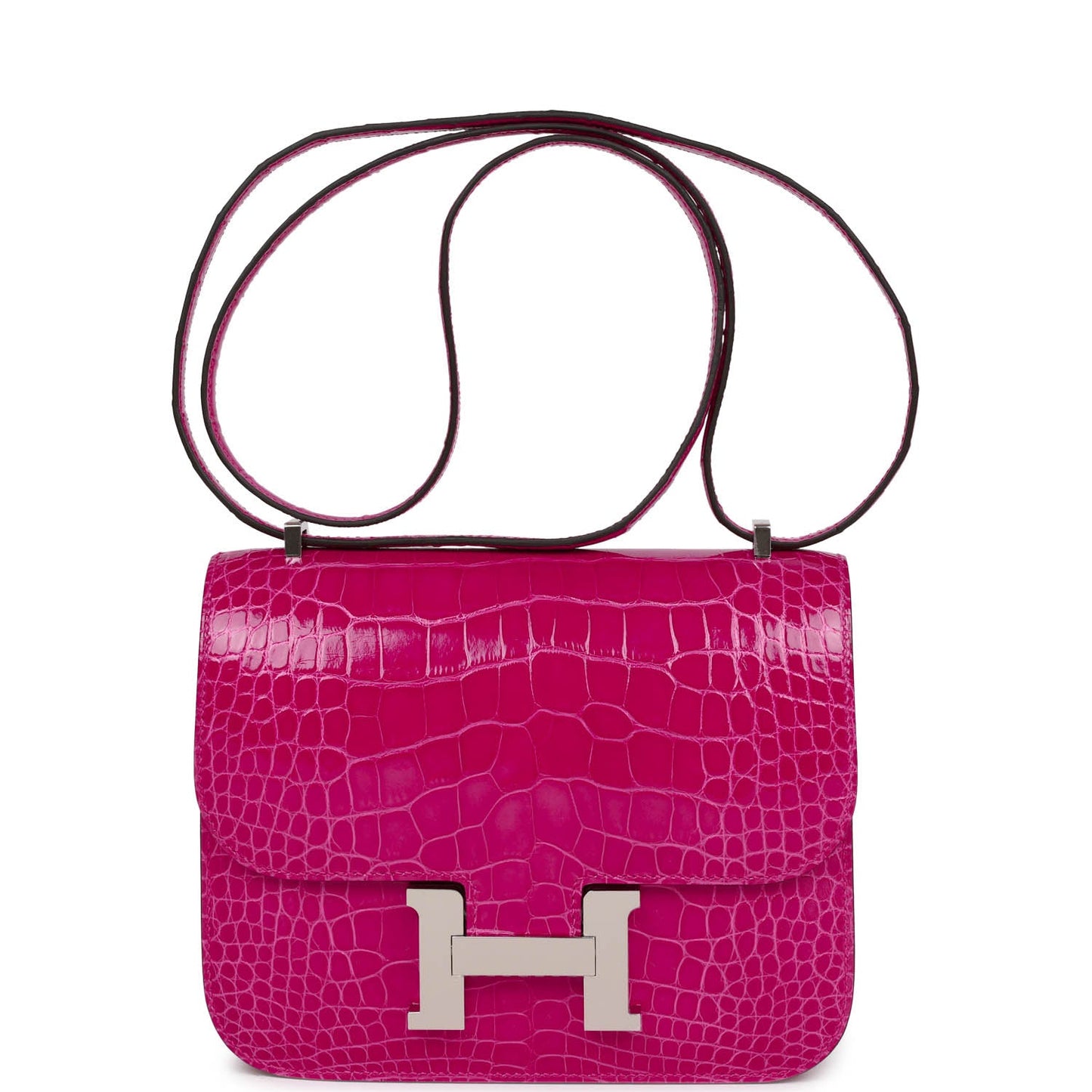 Luxury Hermes Constance 18 Rose Mexico Shiny Alligator Palladium Hardware