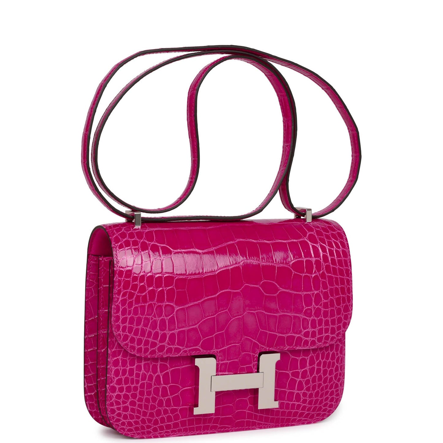 Luxury Hermes Constance 18 Rose Mexico Shiny Alligator Palladium Hardware