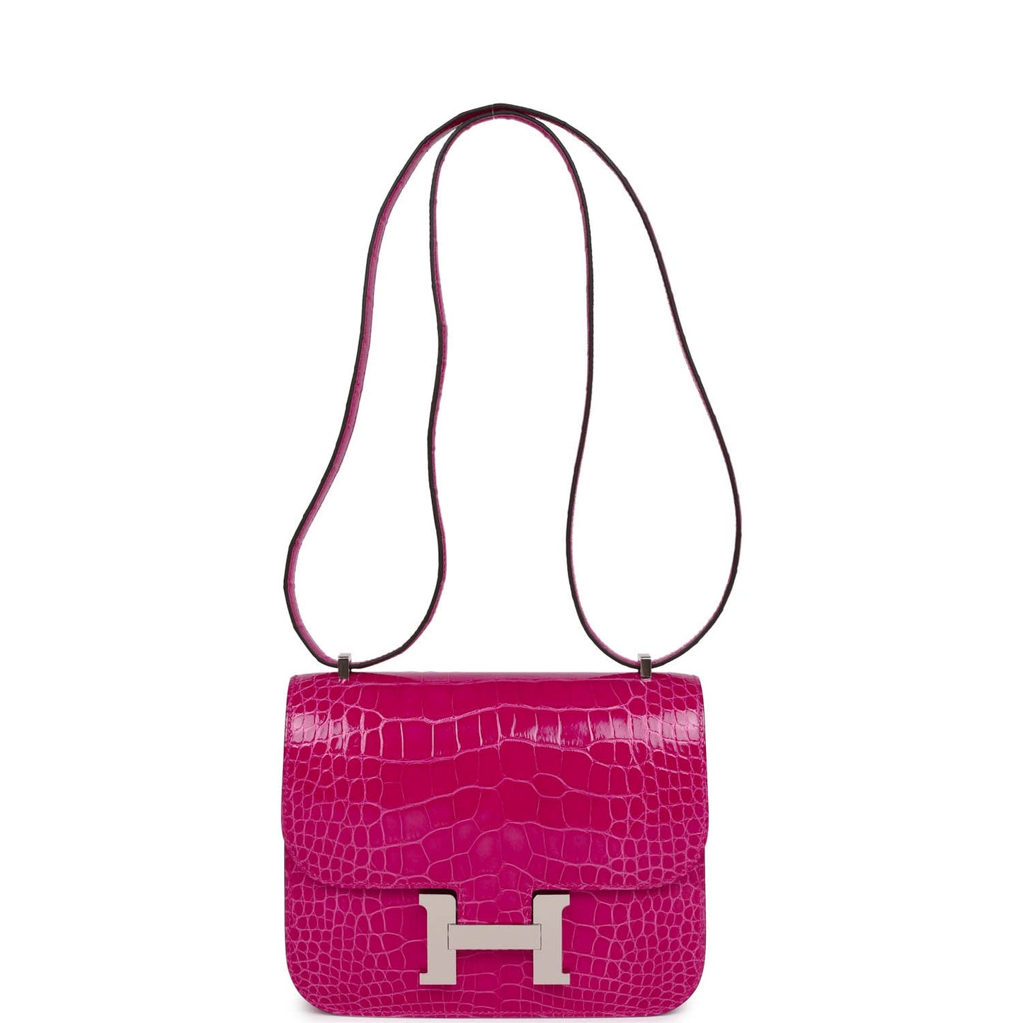 Luxury Hermes Constance 18 Rose Mexico Shiny Alligator Palladium Hardware