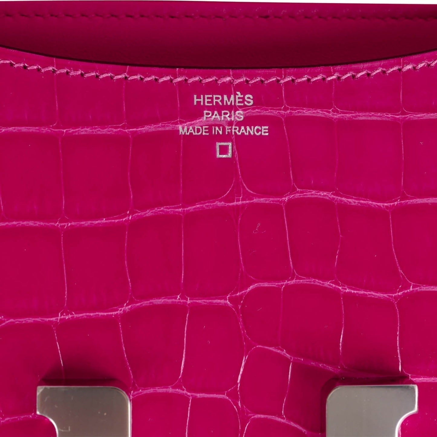 Luxury Hermes Constance 18 Rose Mexico Shiny Alligator Palladium Hardware
