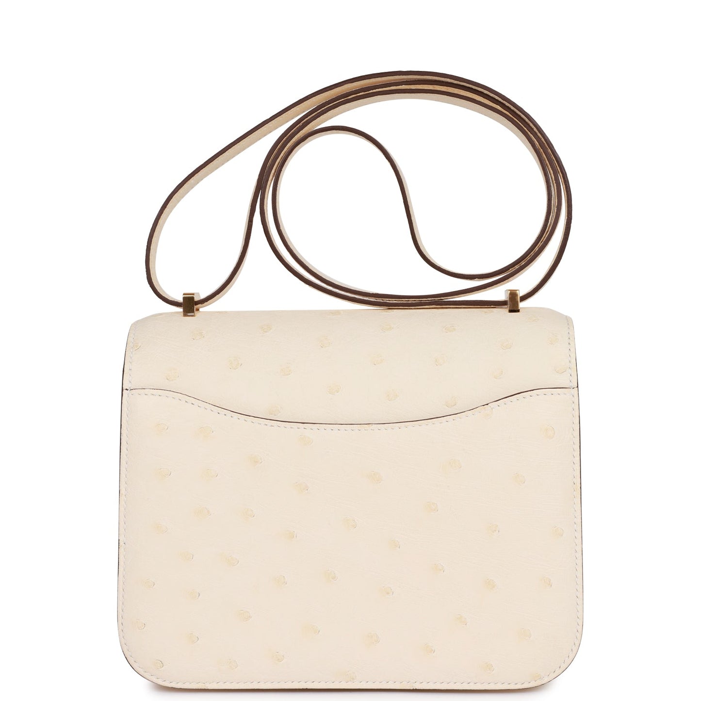Luxury Hermes Constance 18 Nata Ostrich Gold Hardware