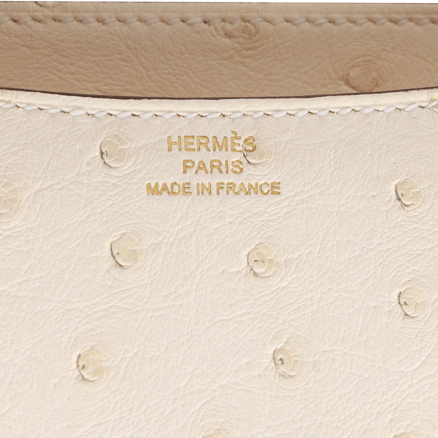 Luxury Hermes Constance 18 Nata Ostrich Gold Hardware
